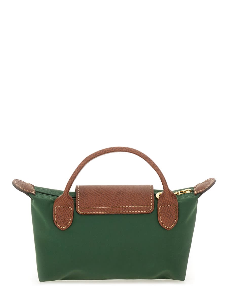 Longchamp Le Pliage Original Canvas Pouch With Handle In Green