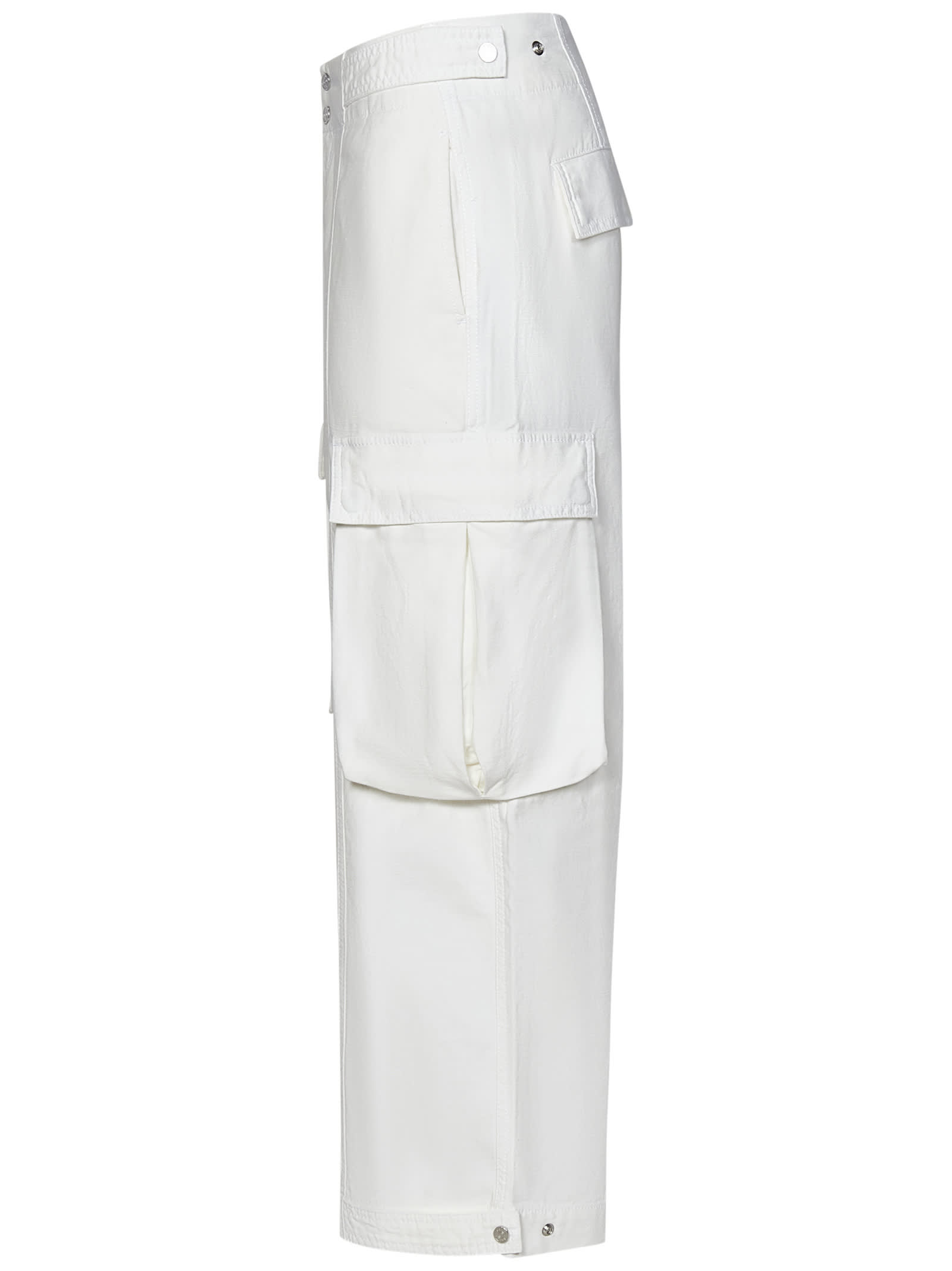 Shop Frame Wide Leg Cargo Trousers In White