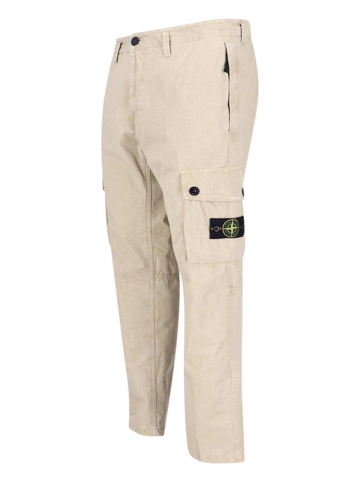 Shop Stone Island Cargo Slim Trousers In Sand