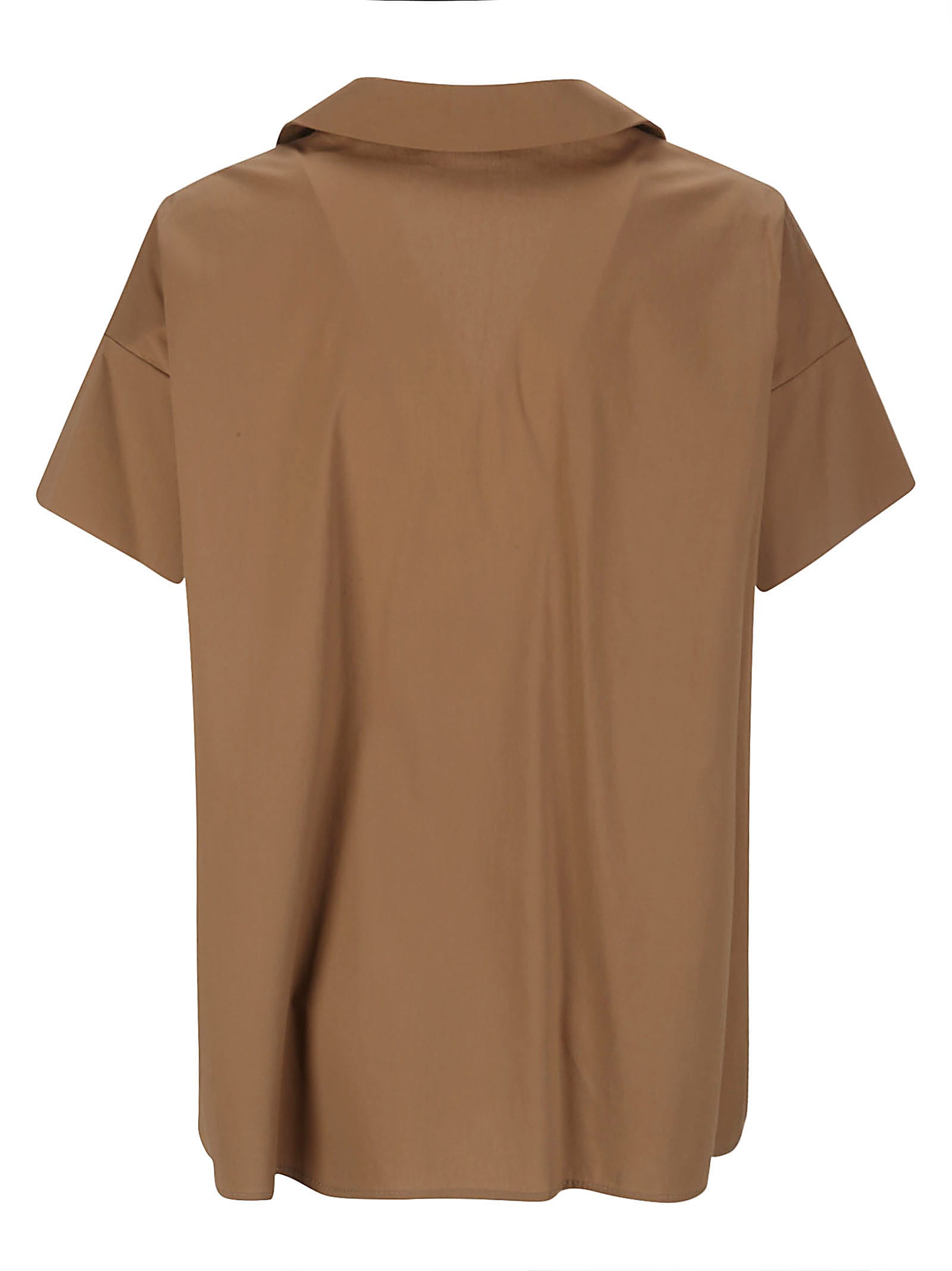 Shop Hira Large Cotton Shirt Without Buttons In Cognac