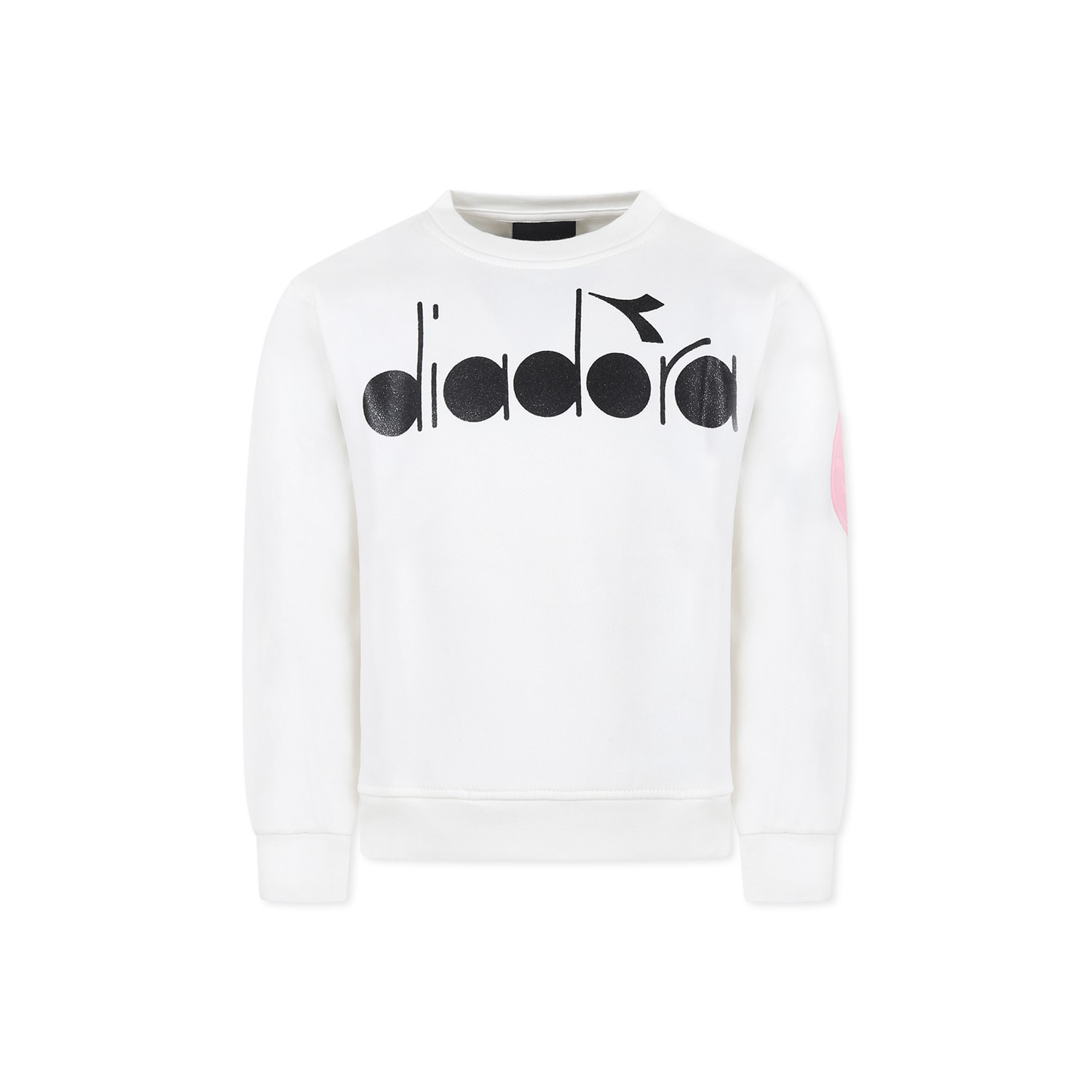 Shop Diadora Ivory Sweatshirt For Girl With Logo