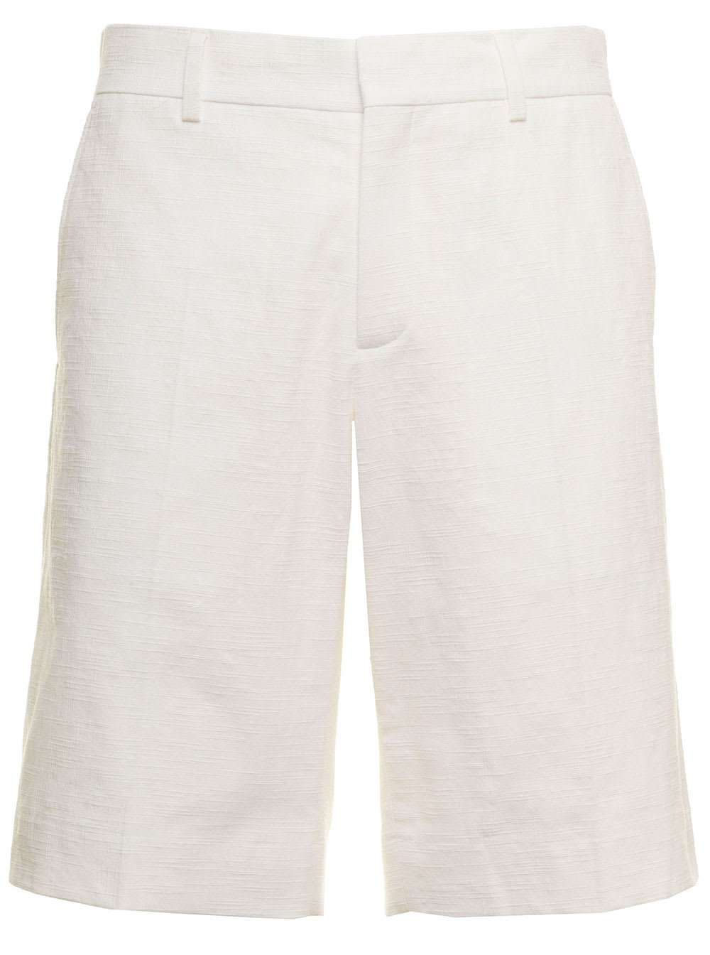 Casablanca Mans White Cotton Bermuda Shorts