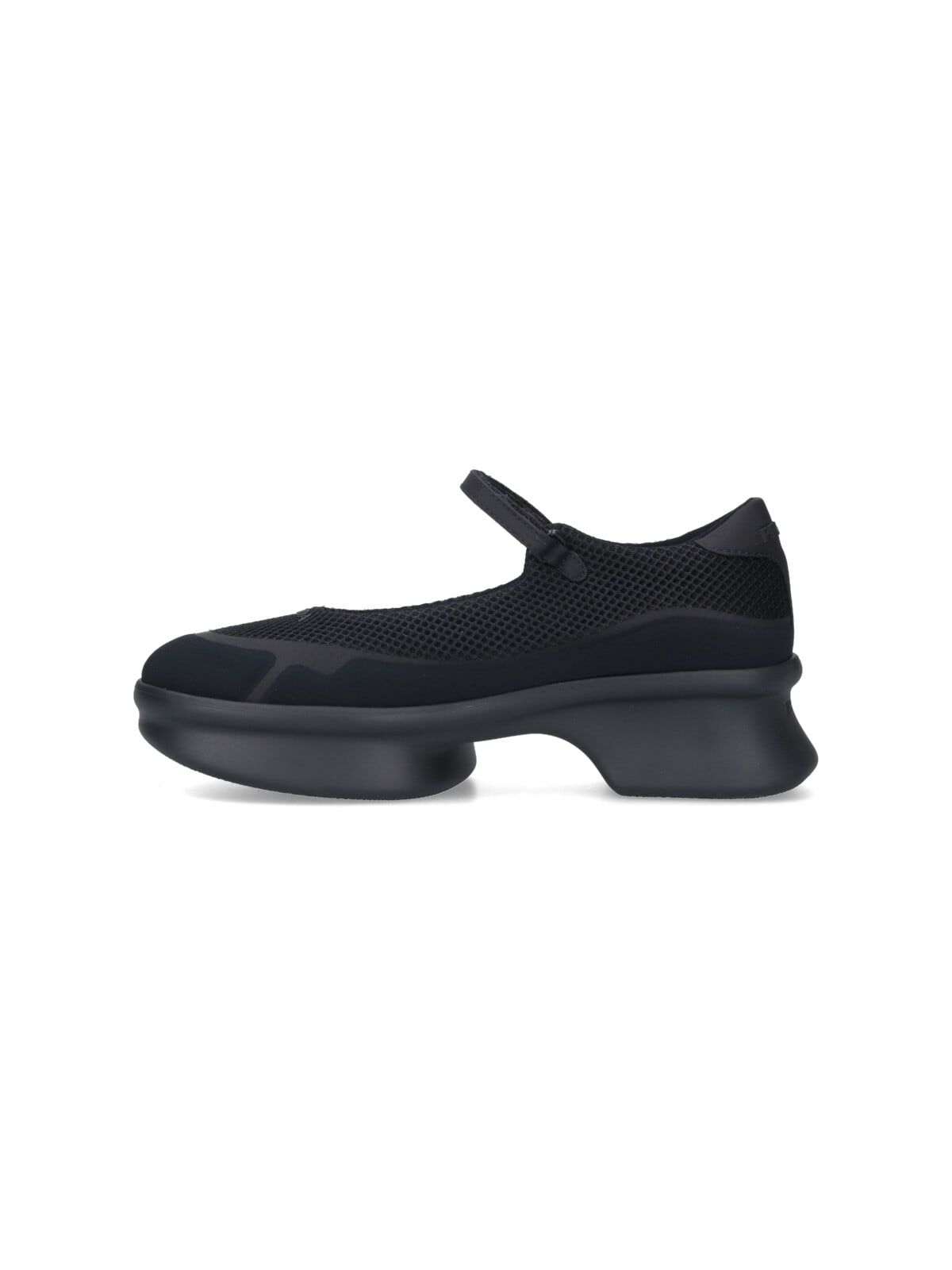 Prada Wavy Mesh Platform Ballerina Shoes In Black