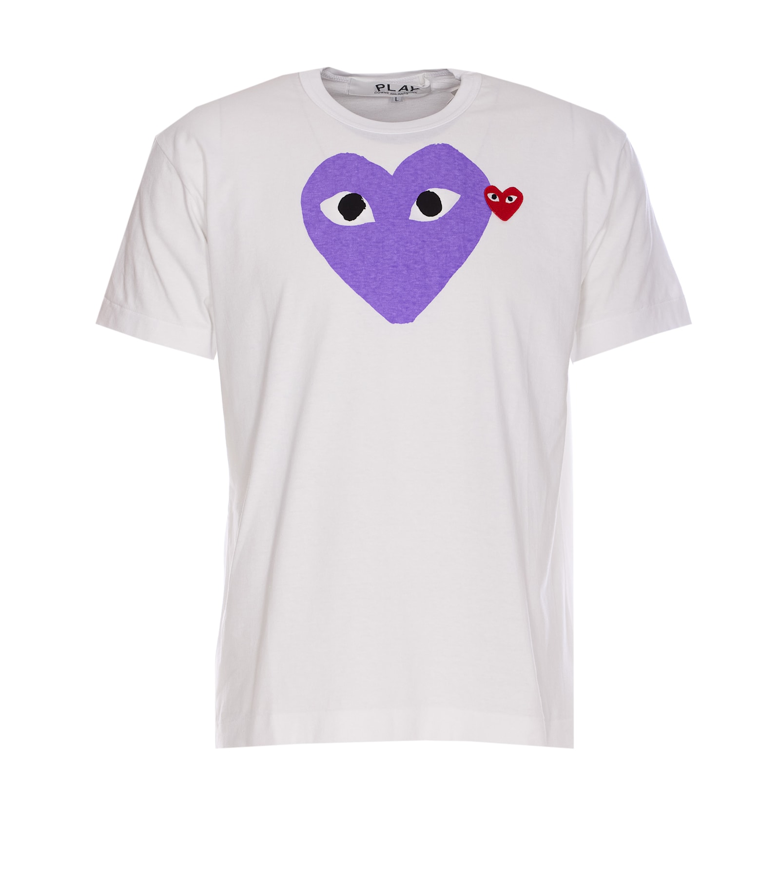 Comme Des Garçons Play Printed T-shirt And Logo Patch In White