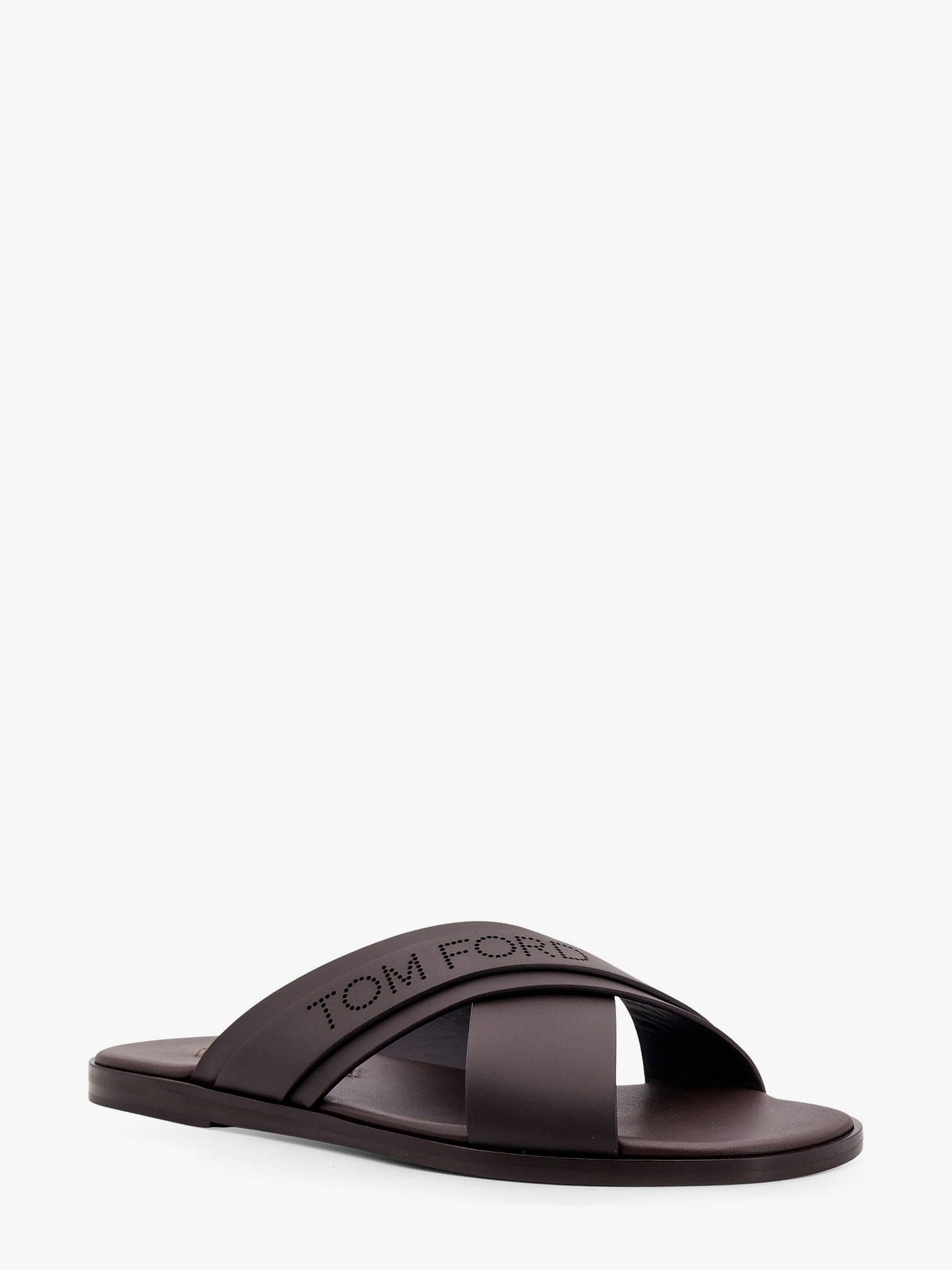 Tom Ford Mens Preston Crossover-strap Leather Sandals Dark Brow In Brown