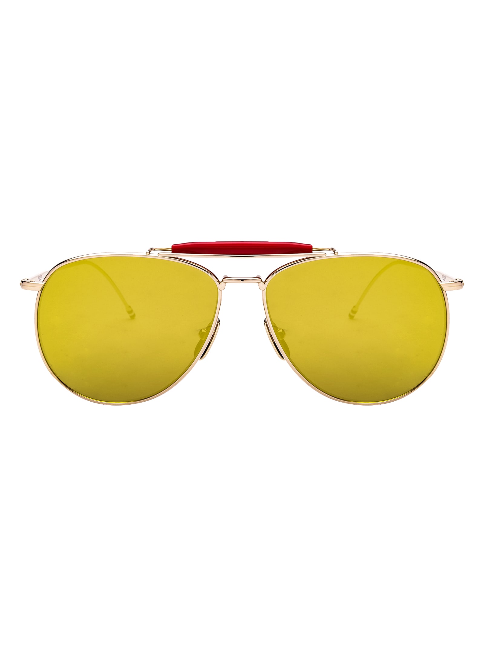Shop Thom Browne Tb-015 Sunglasses In Gold-red W/g-15-gold Mirror-ar