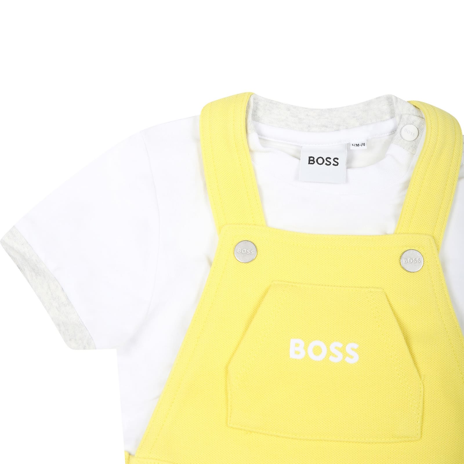 Shop Hugo Boss Yellow Suit For Baby Boy With Logo