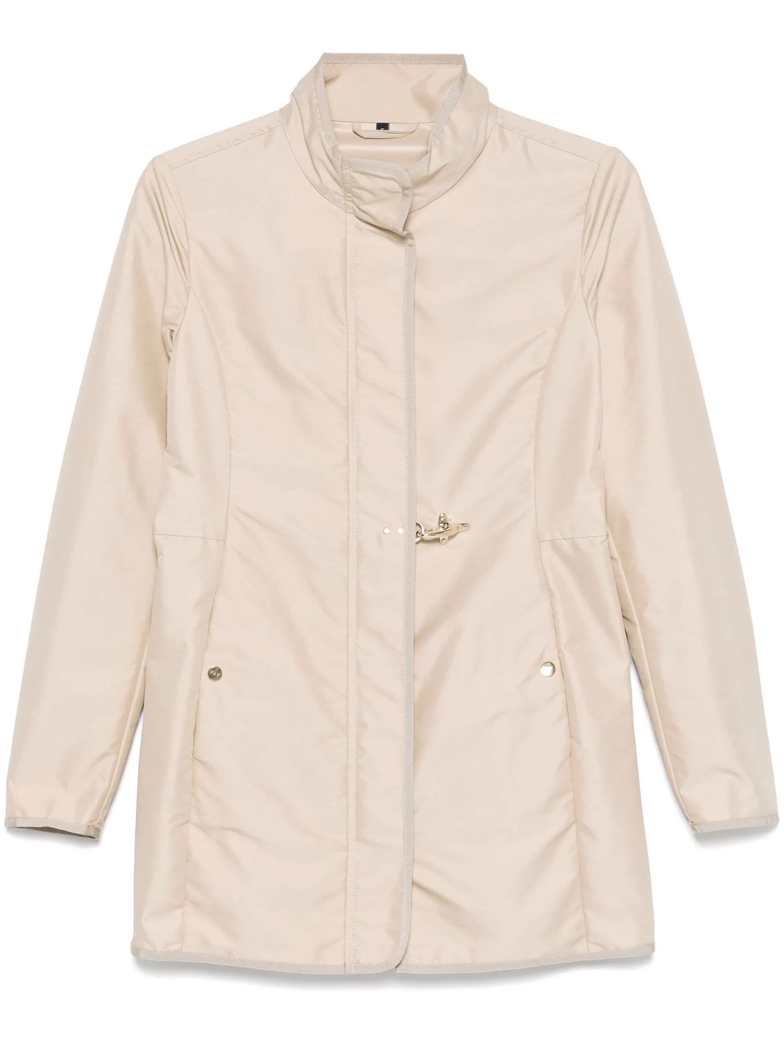 Fay Virginia Coat Stand-up Collar In Beige