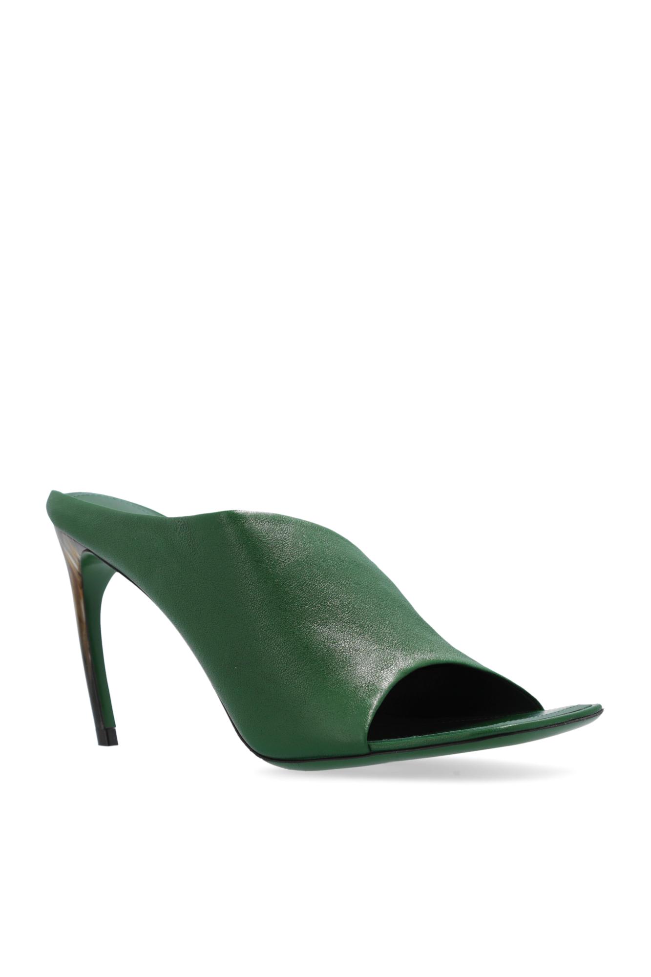 Shop Ferragamo Nymphe Heeled Slippers In Green