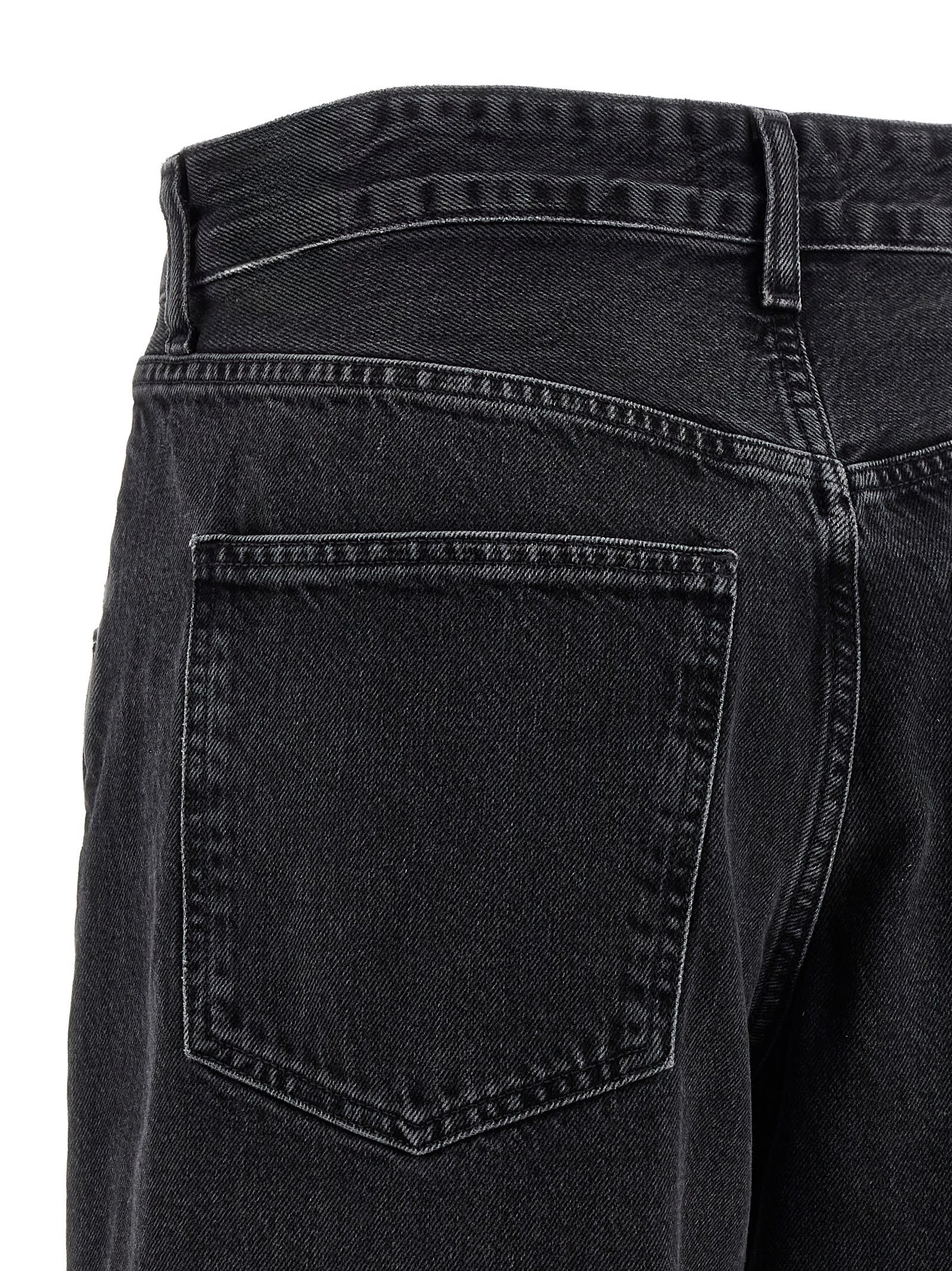 Agolde Vana Black Low-crotch Jeans With Book Closure In Denim Woman In Black