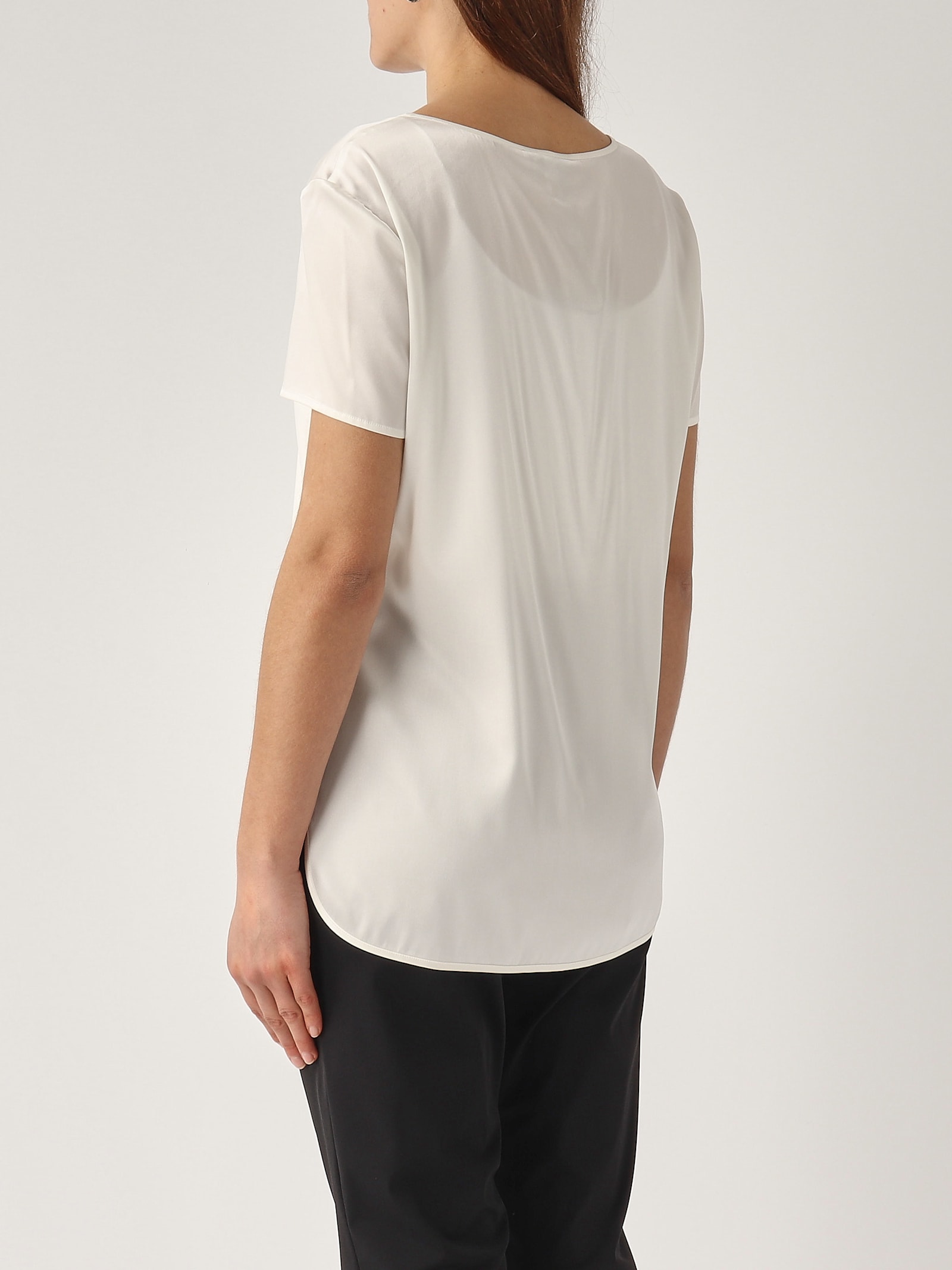Max Mara Cortona Silk Satin T-shirt In Bianco