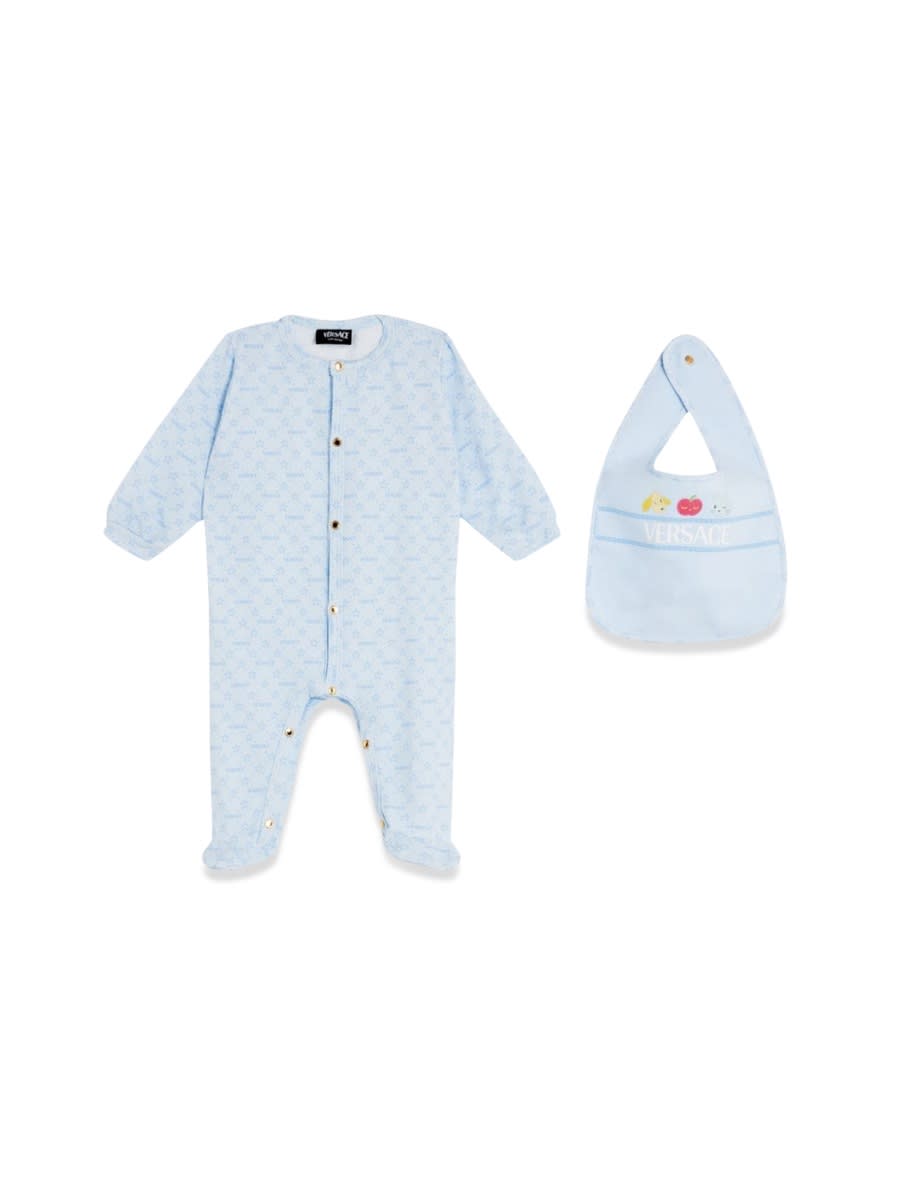 Versace Gift Set 2 Pieces Morning All Hearts Jersey + Jersey + Morning Print In Azure