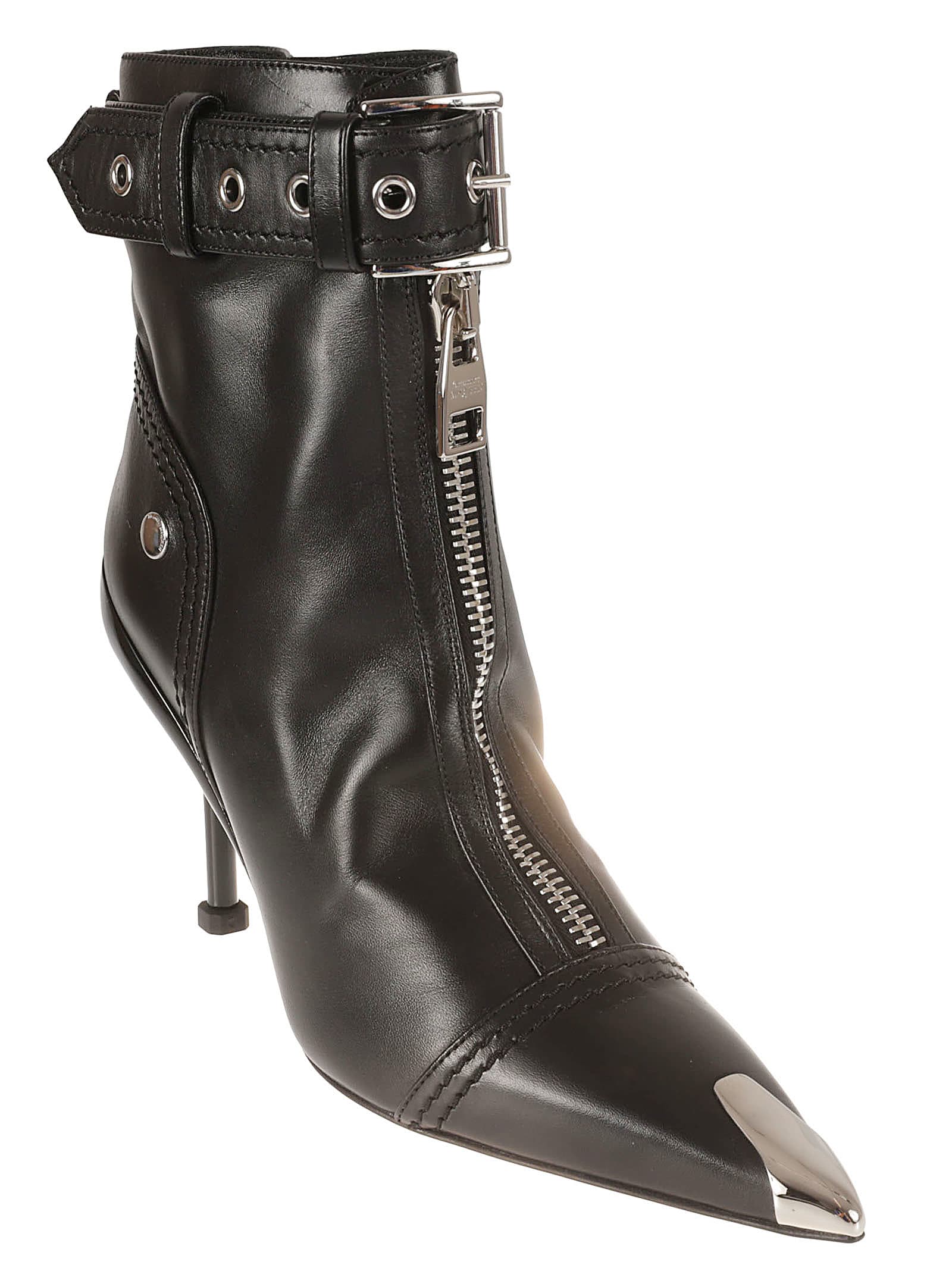 Shop Alexander Mcqueen Slouch Boots In Black/silver
