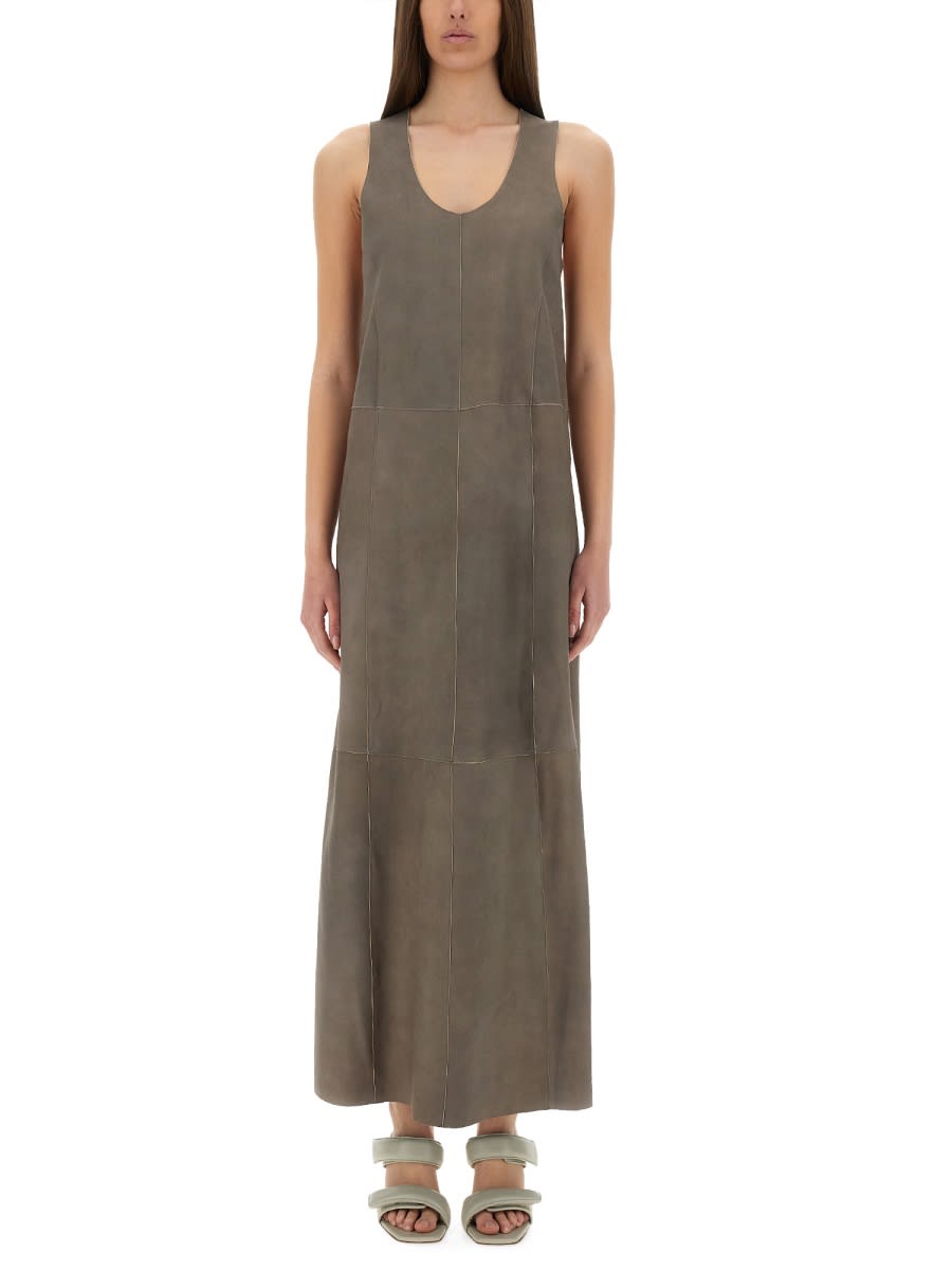Shop Alysi Suede Dress In Grey