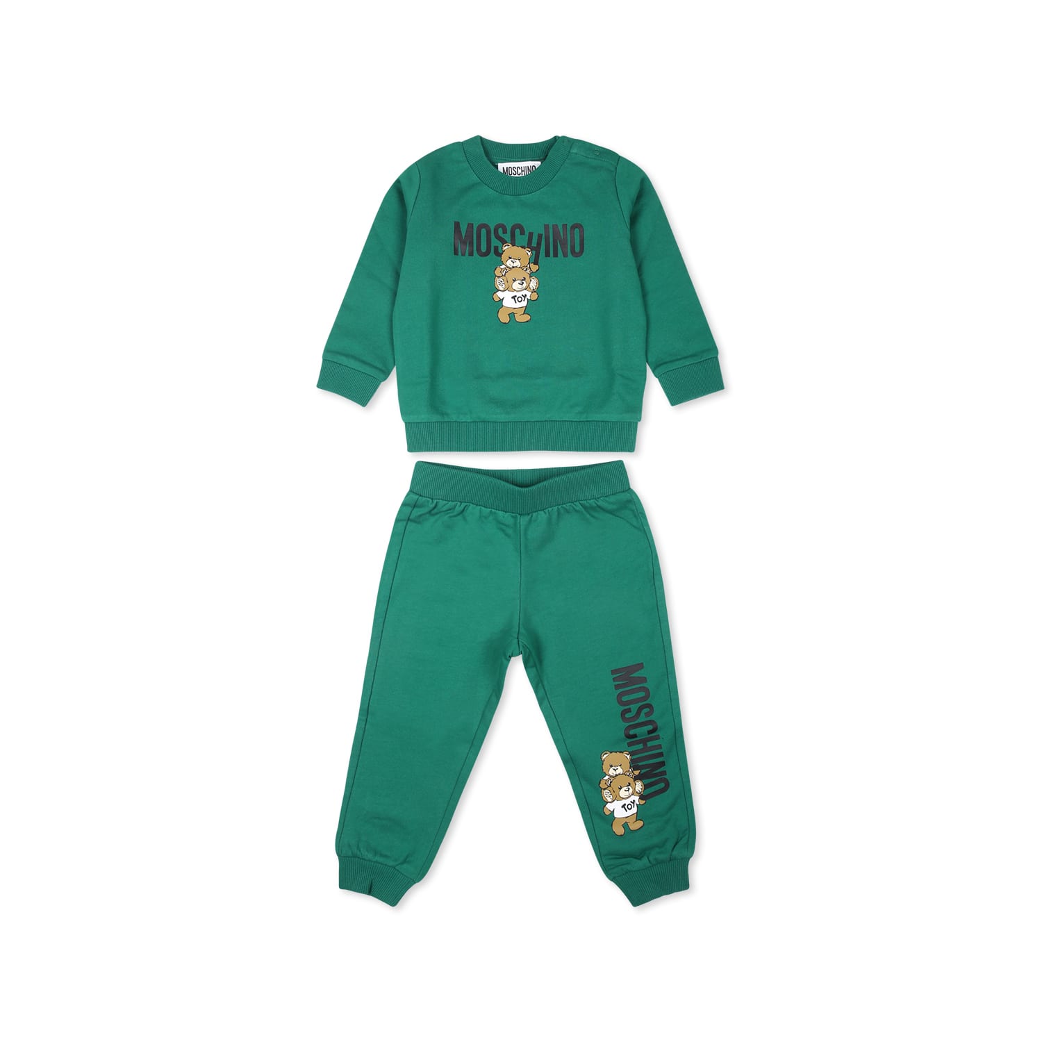 Shop Moschino Green Suit For Babykids With Teddy Bears