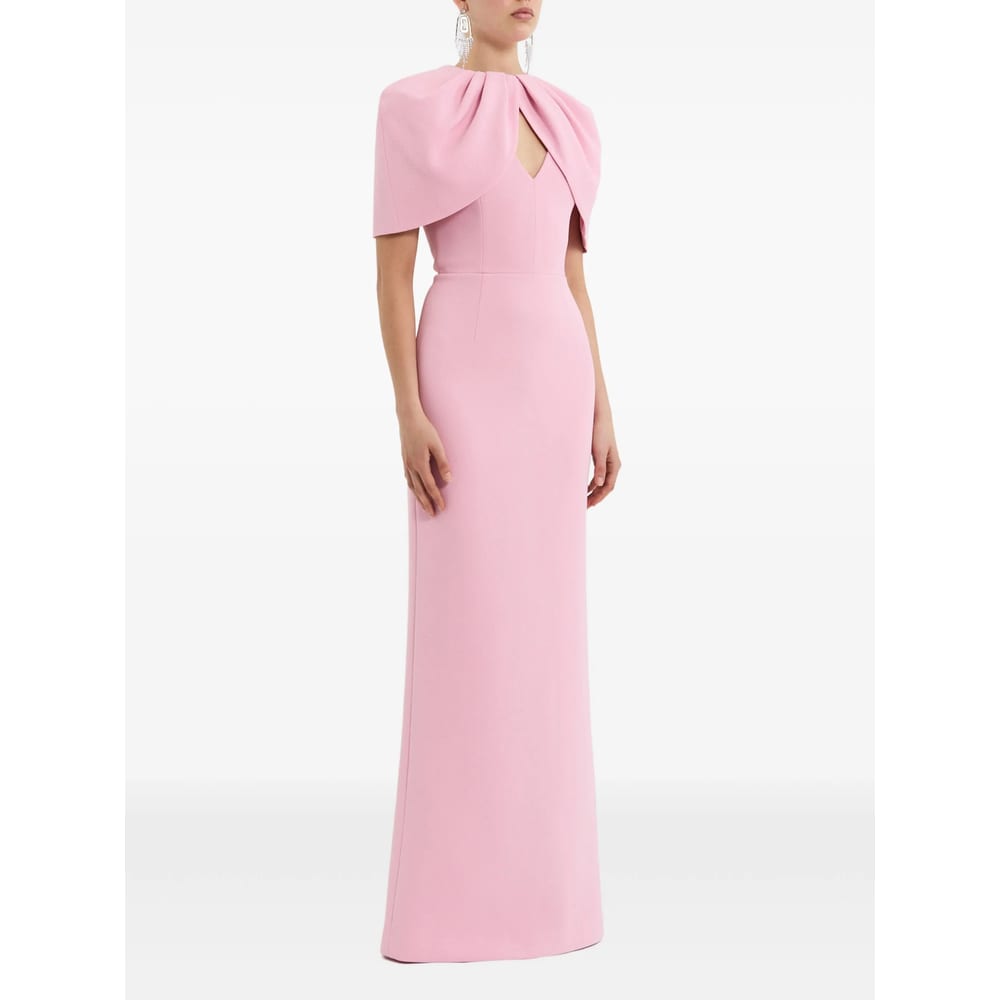 Rebecca Vallance Xena Petal-sleeve Keyhole Gown In Pink
