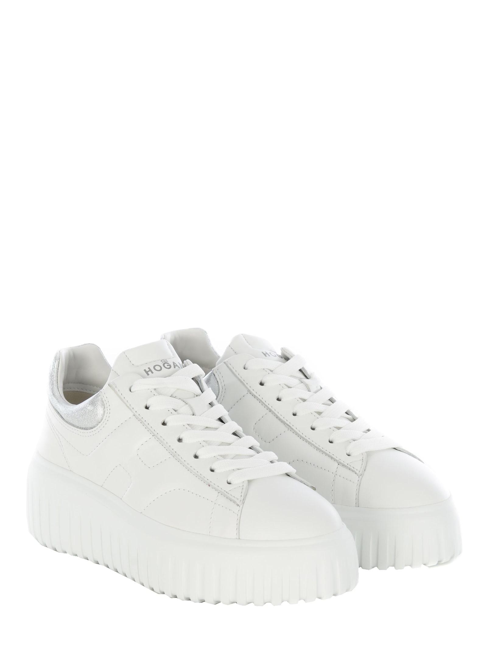 Shop Hogan Sneakers  H-stripes Made Of Smooth Leather In White