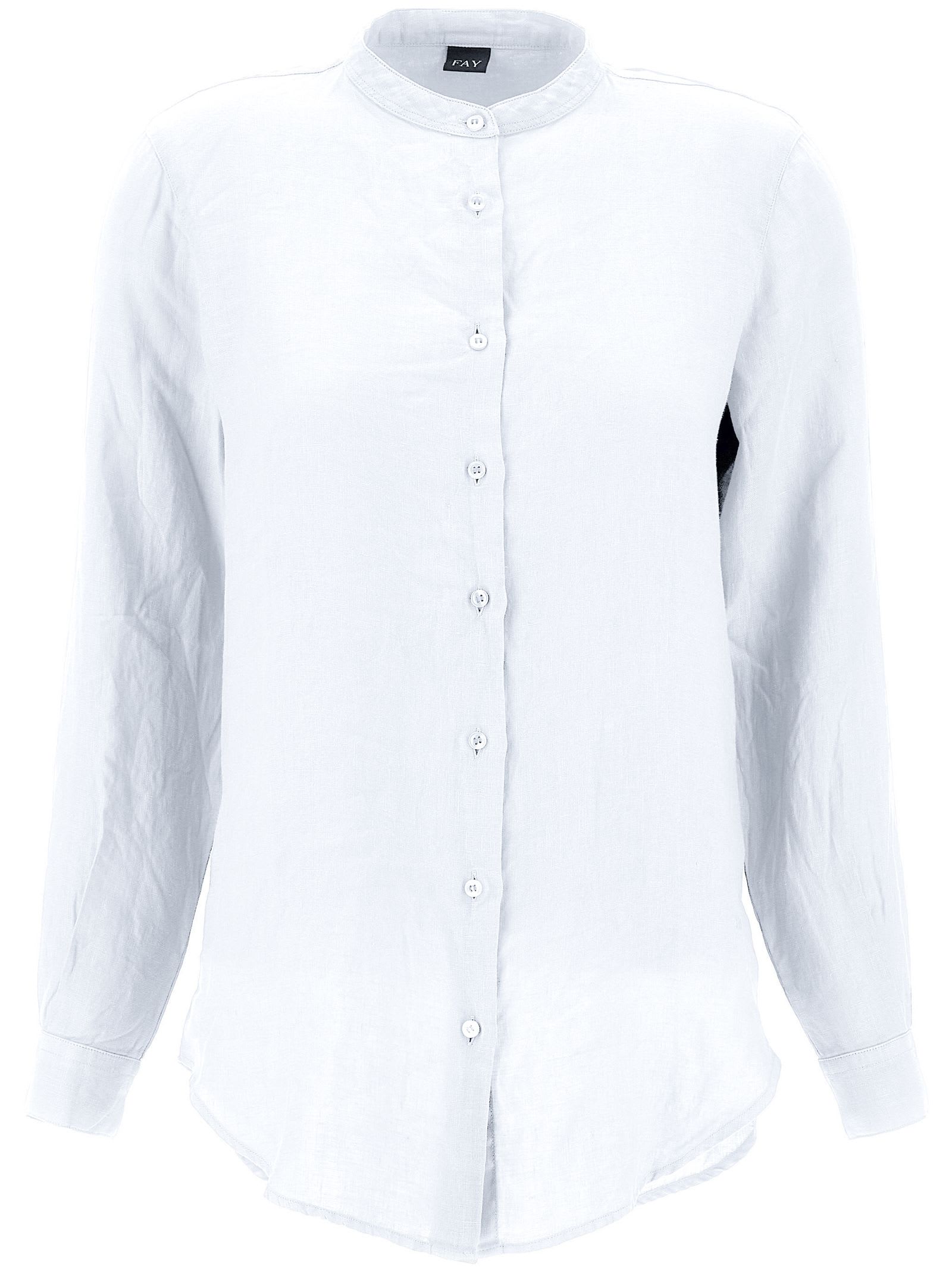 Fay Shirt In Garment-dyed Linen In White