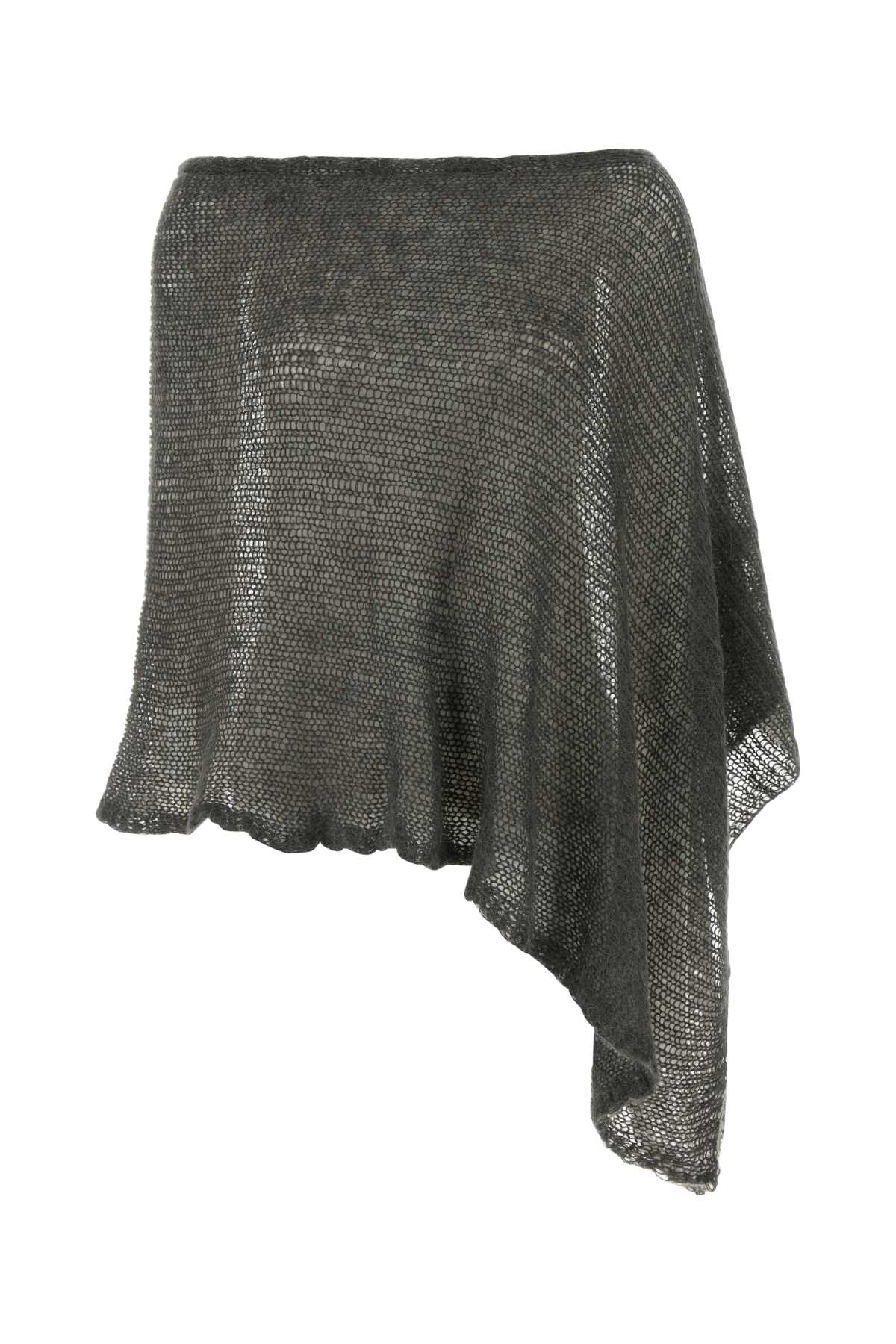 Dark Grey Nylon Blend Ana Poncho