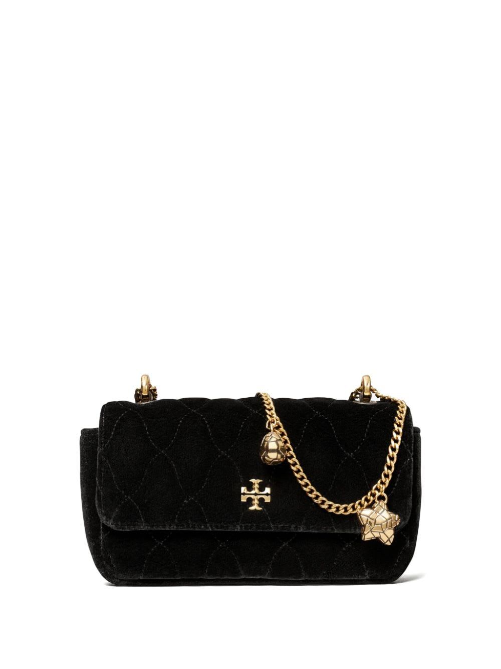 Shop Tory Burch Kira Velvet Mini Flap Bag In Black