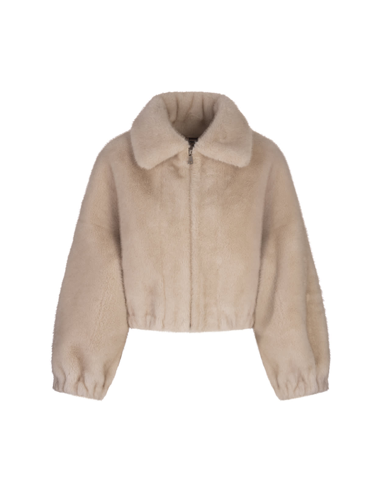 Beige Faux Fur Short Caban