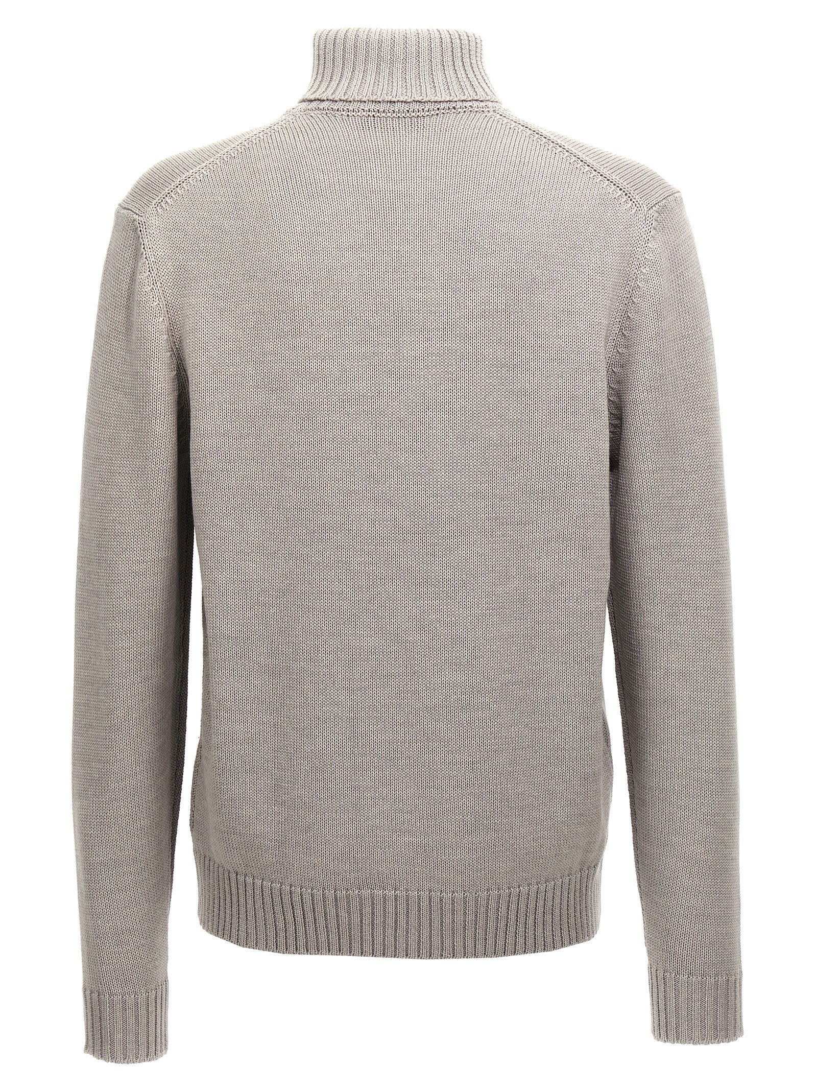 Zanone Wool Turtleneck Sweater With Classic Knit Texture In Gray