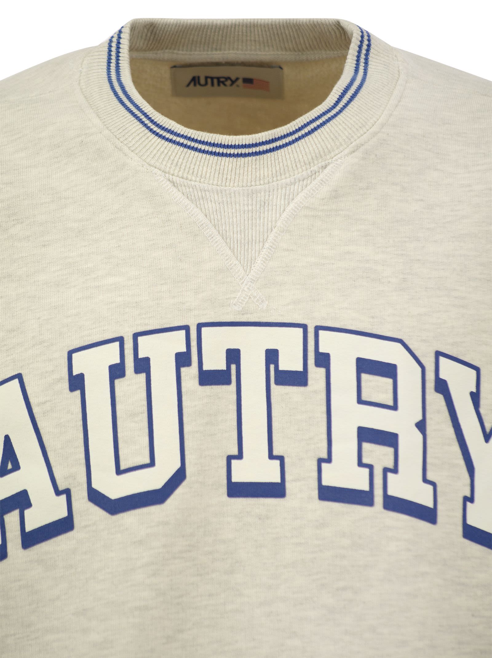 Shop Autry Crew-neck Sweatshirt With Logo In Apparel Melange