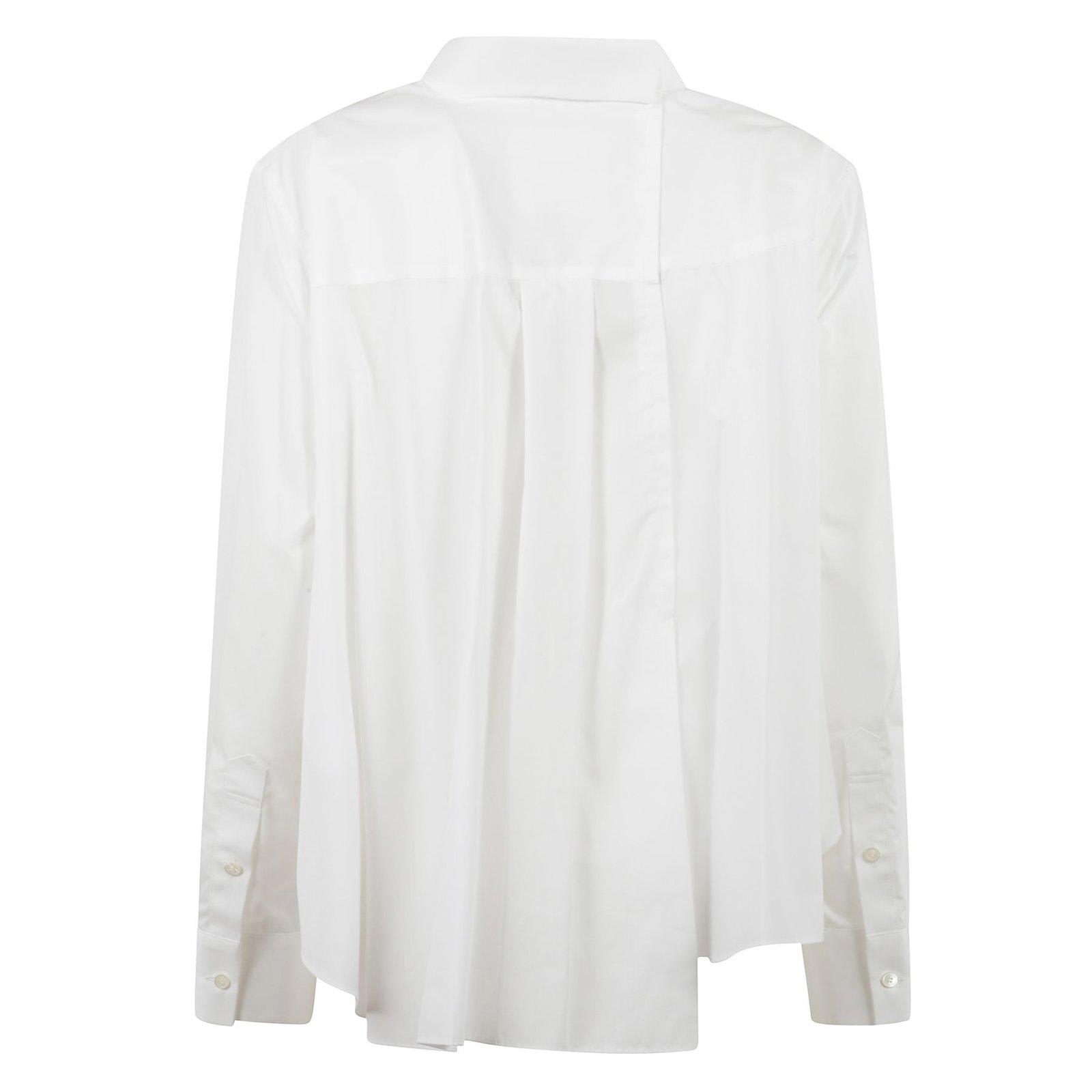 Shop Sacai Asymmetric Hem Poplin Shirt In Off White