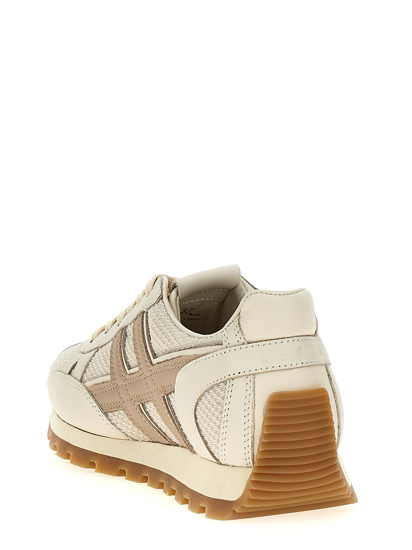 Hogan 86er Leather And Technical Fabric Sneakers In Multicolor