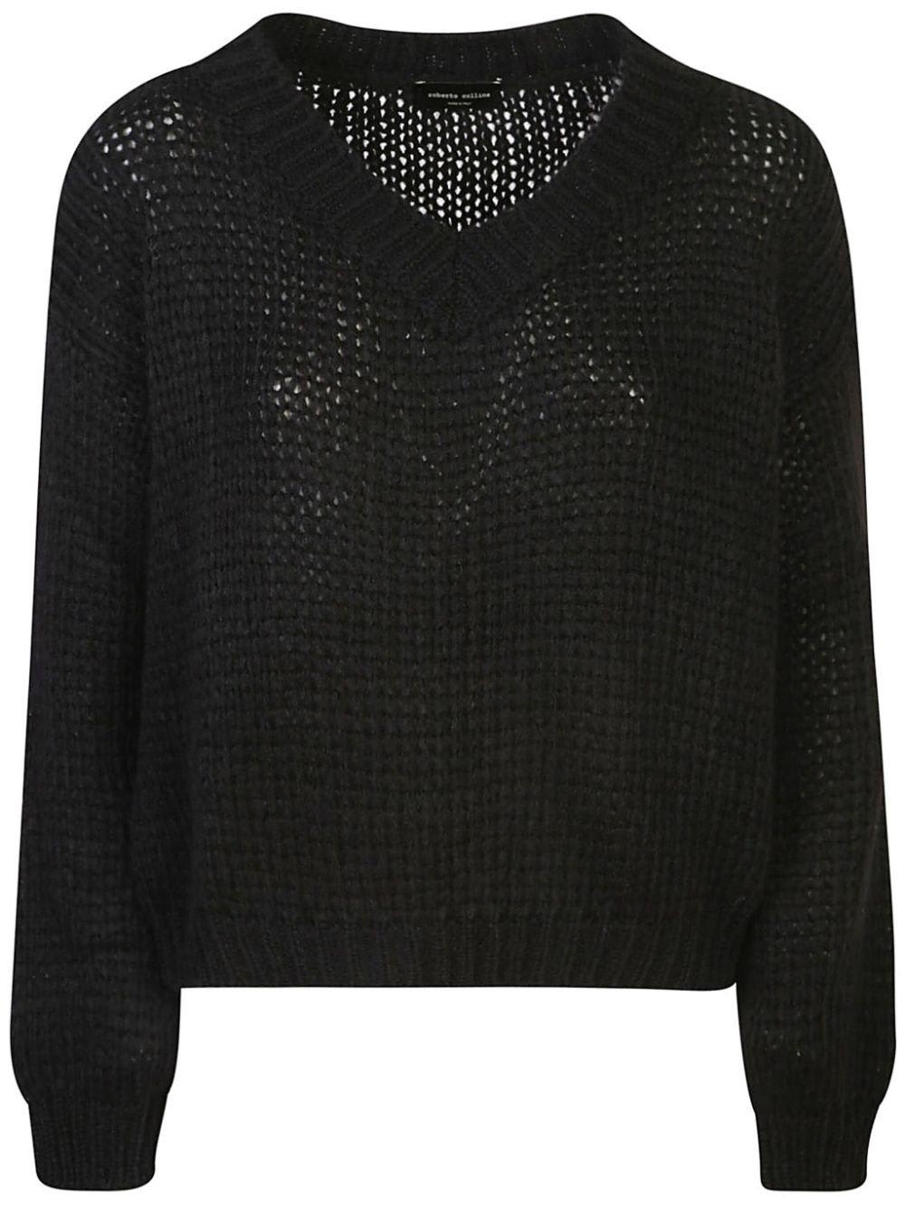 Shop Roberto Collina V-neck Knit Sweater In Black