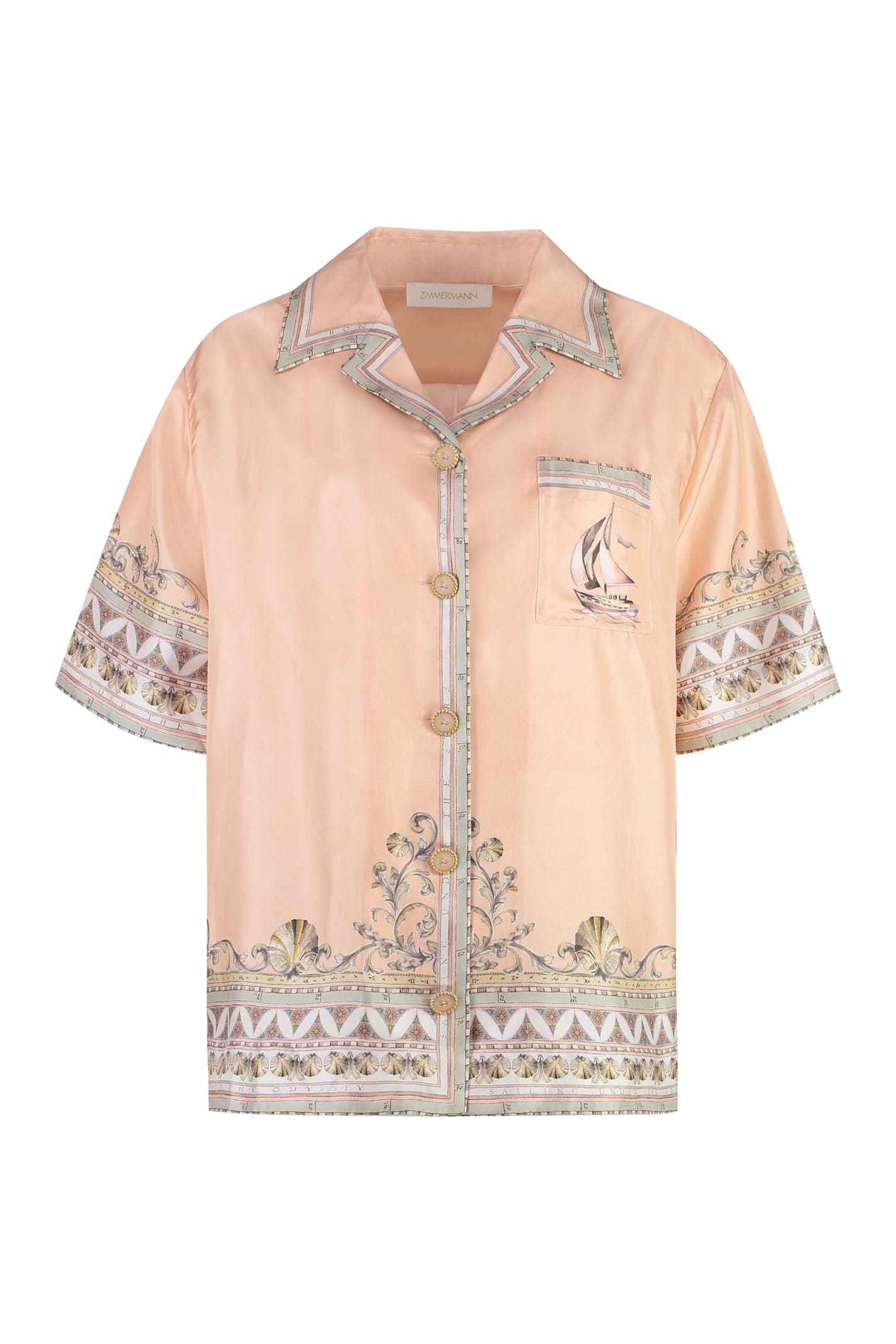 Zimmermann High Tide Oversized Shirt In Pink