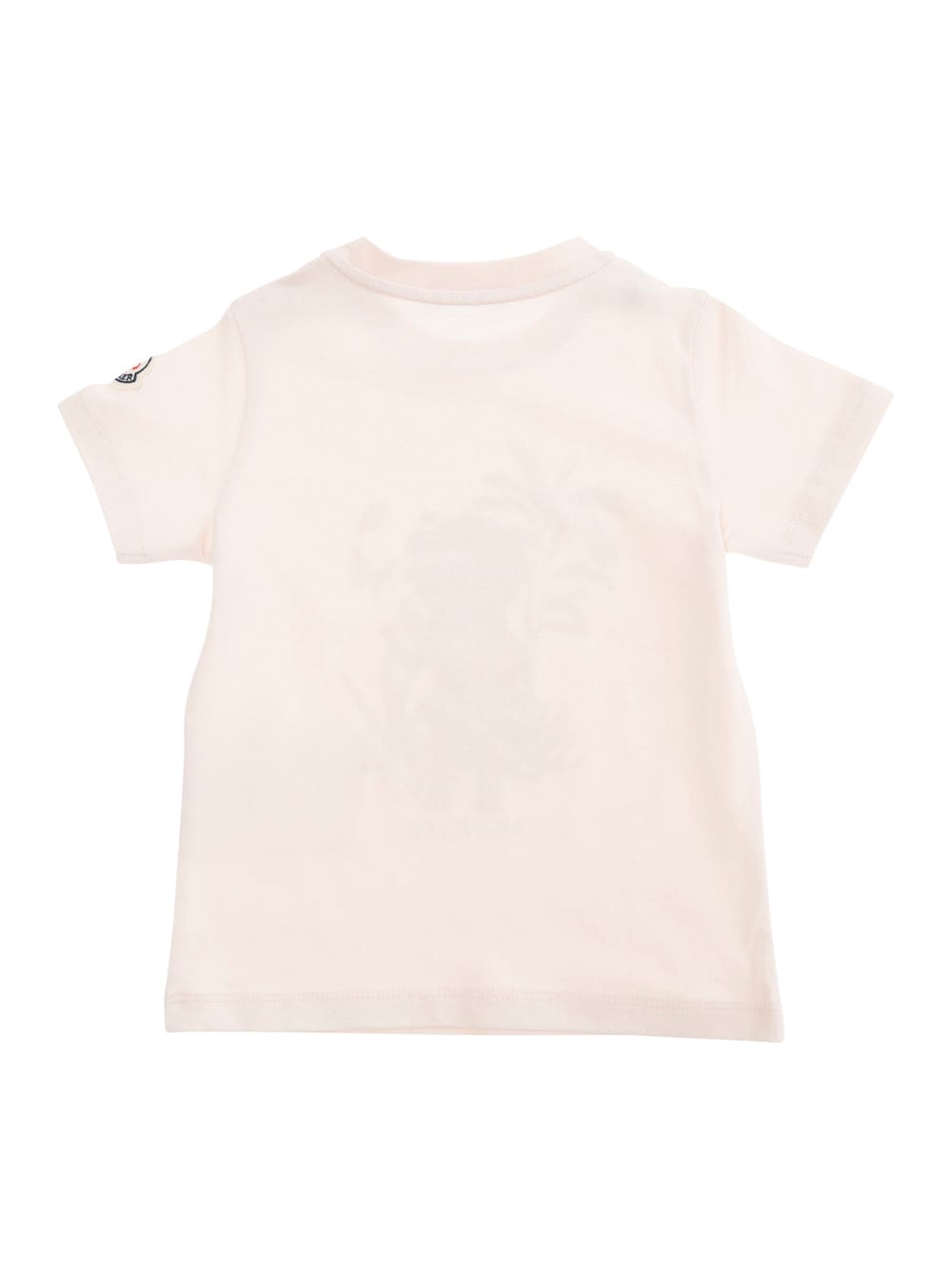 Moncler Pink T-shirt With Maxi Logo Print On The Front And Button Closure On The Sleeve In Cotton Stretch Ba In Pink