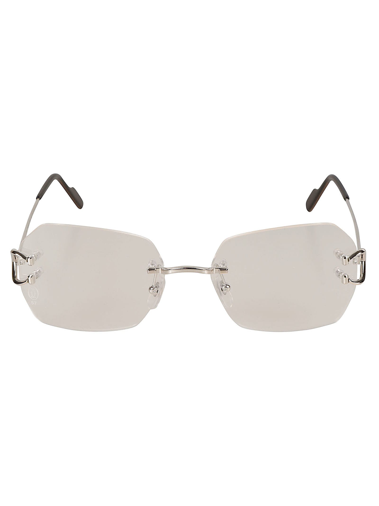 Cartier Square Frame Glasses In Silver