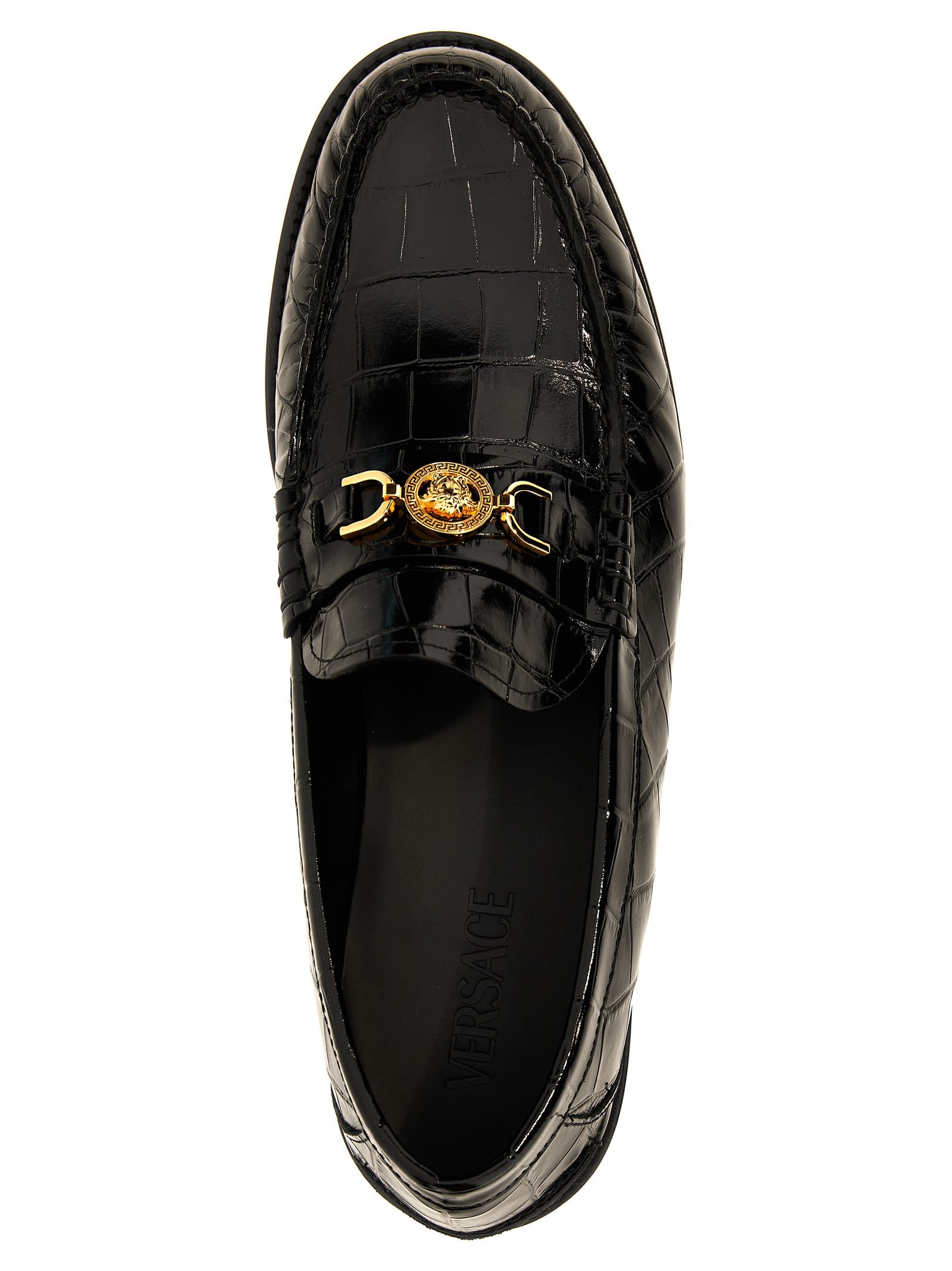 Shop Versace Medusa 95 Loafers In Black