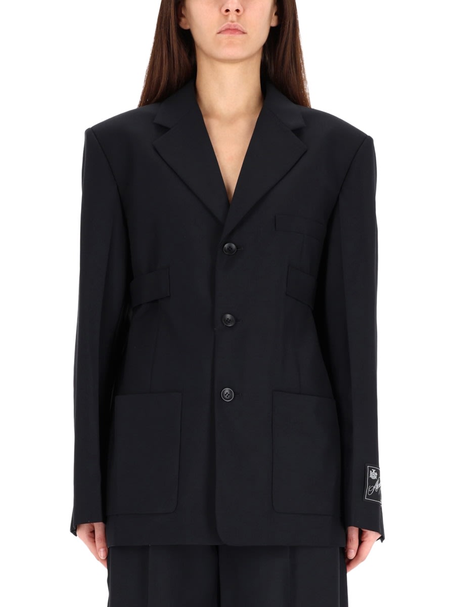 Alexander Wang Structured Oversized Black Jacket With Tailored Fit And Notch Lapel In Black