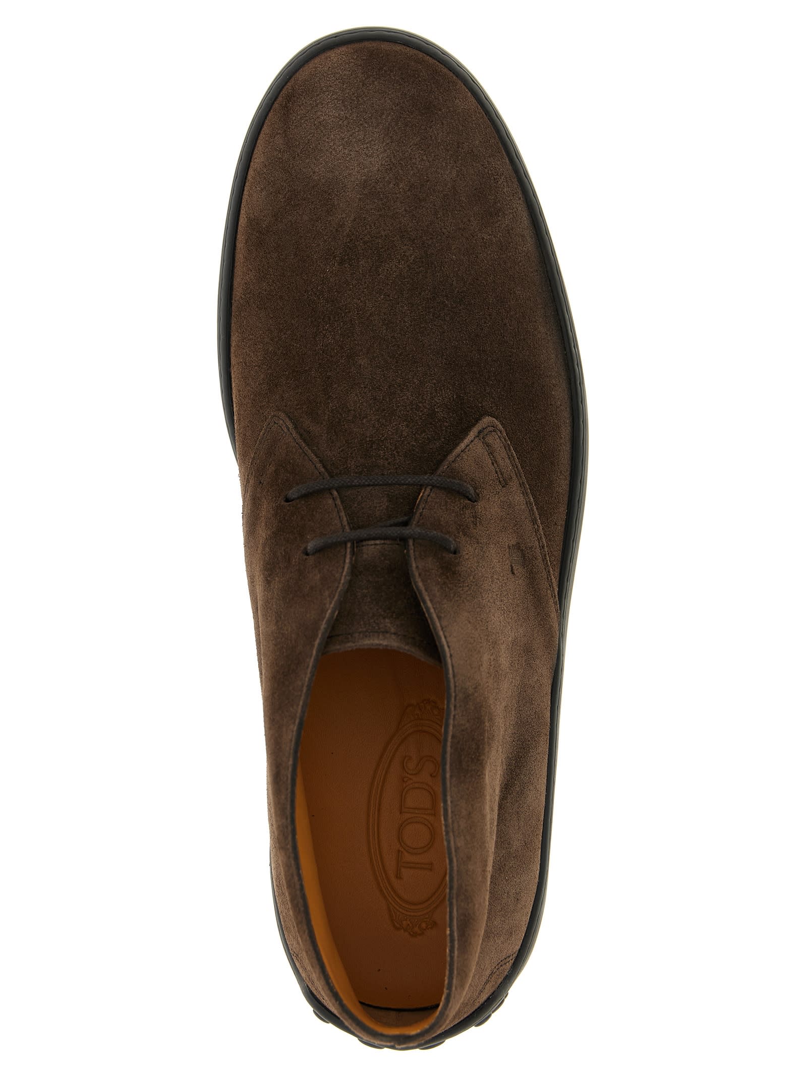 Tod's Brown Suede Desert Boots With Lace-up Closure And Gommini Sole In Brown