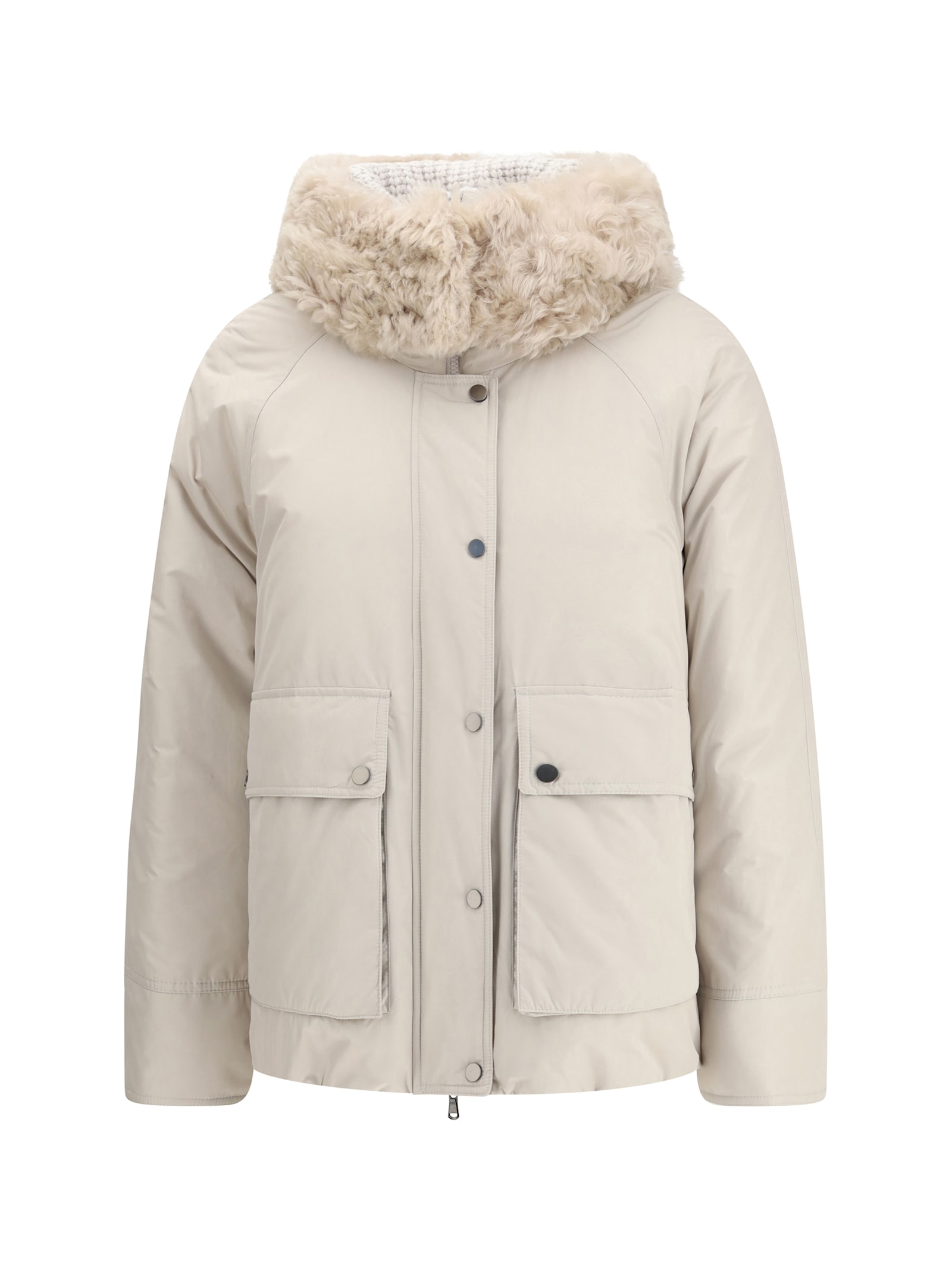 Brunello Cucinelli Techno Cotton Taffeta Parka In White