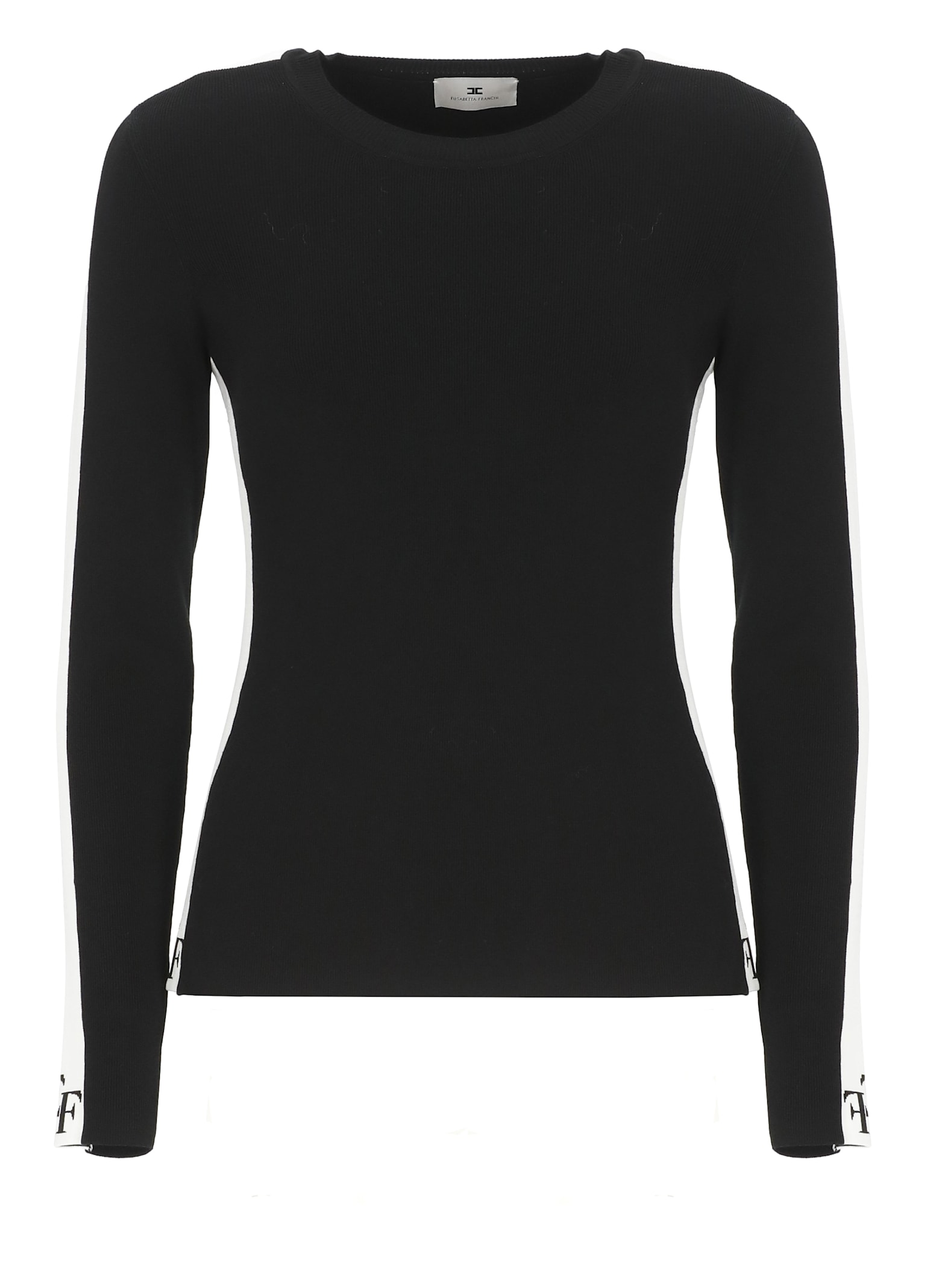Elisabetta Franchi Side-stripe Sweater In Black