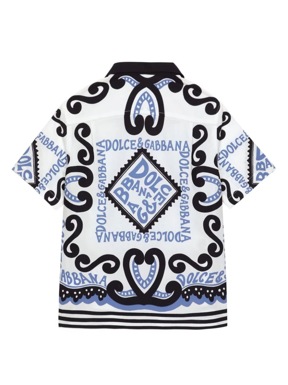 Shop Dolce & Gabbana Poplin Shirt With Marina Print In Blue