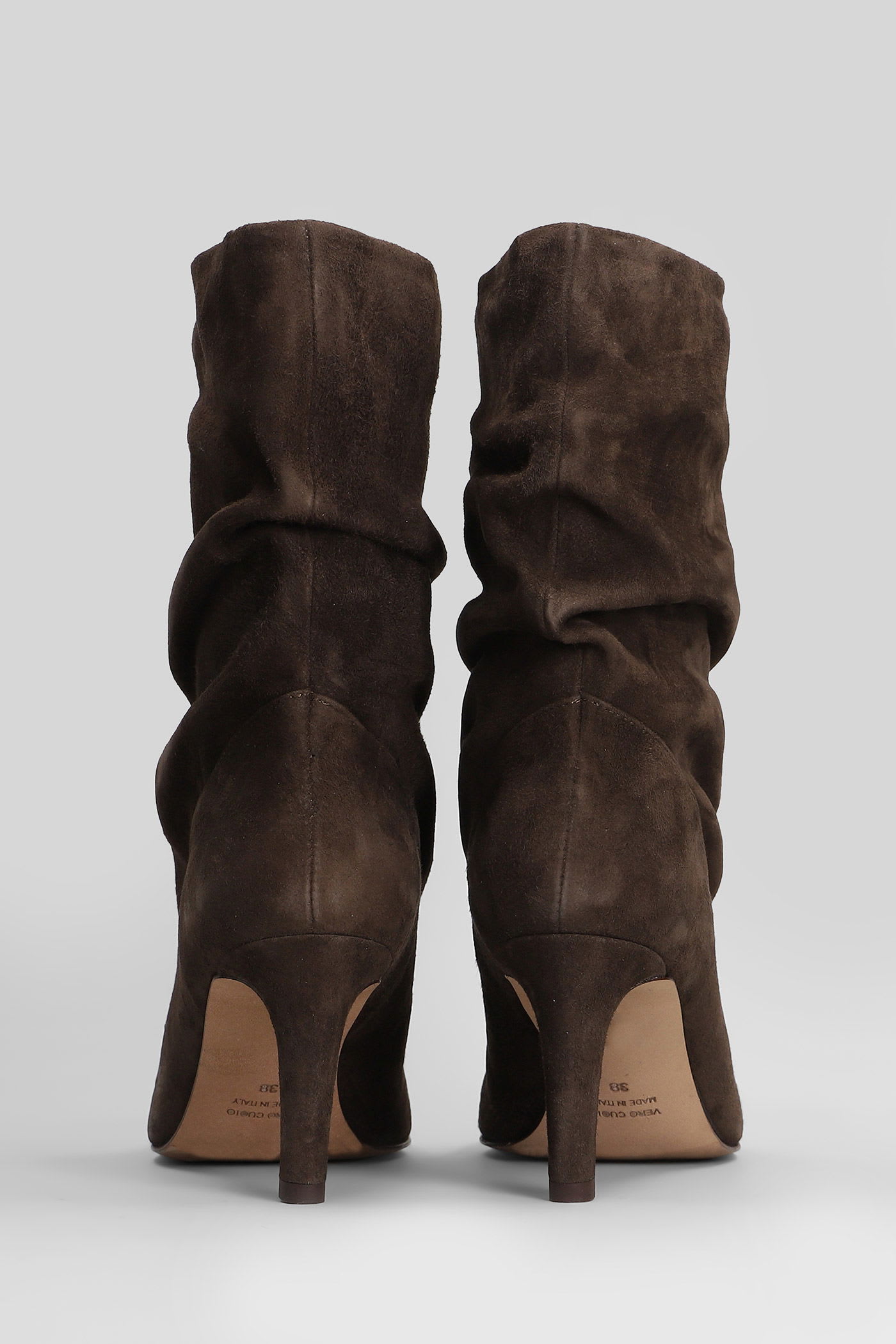 The Seller High Heels Ankle Boots In Dark Brown Suede In Brown