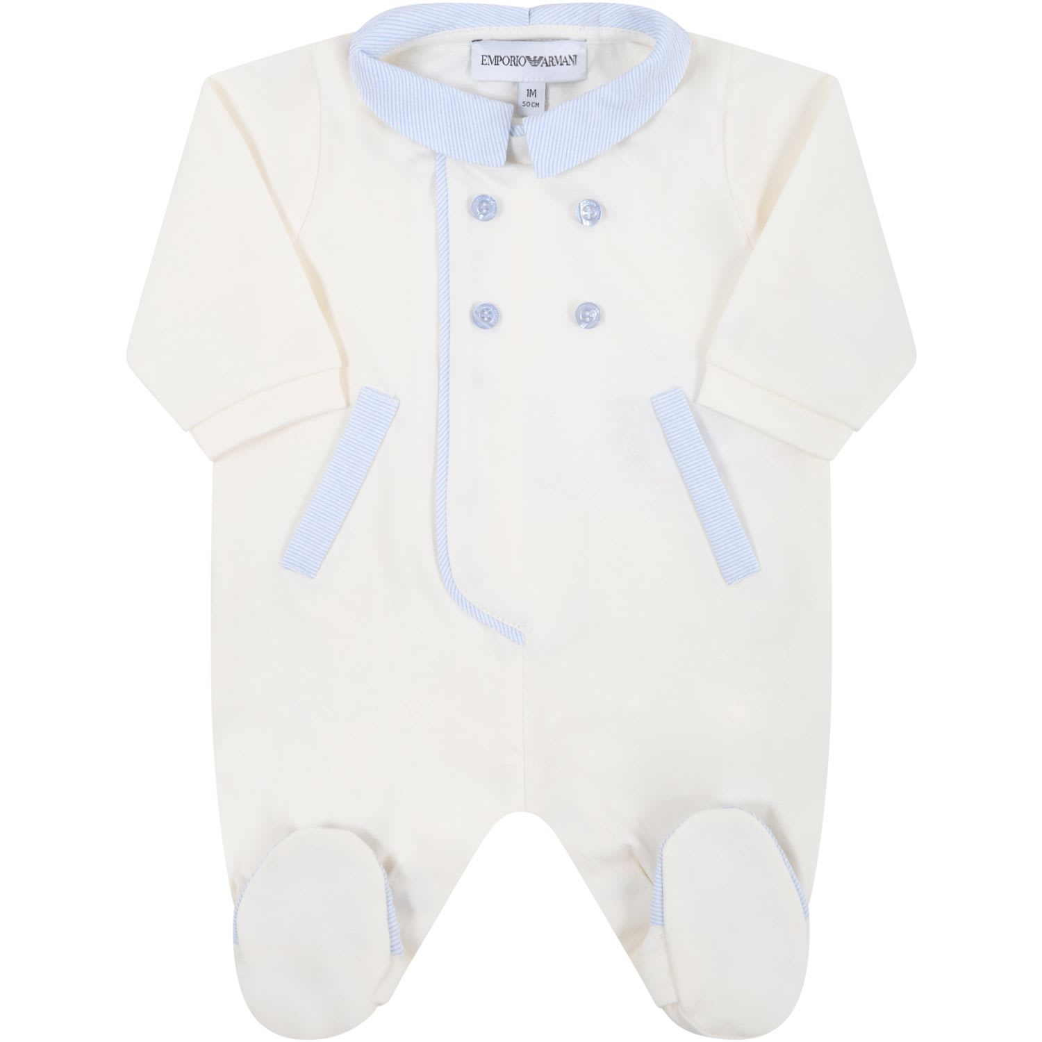 Armani Collezioni Ivory Babygrow For Baby In White