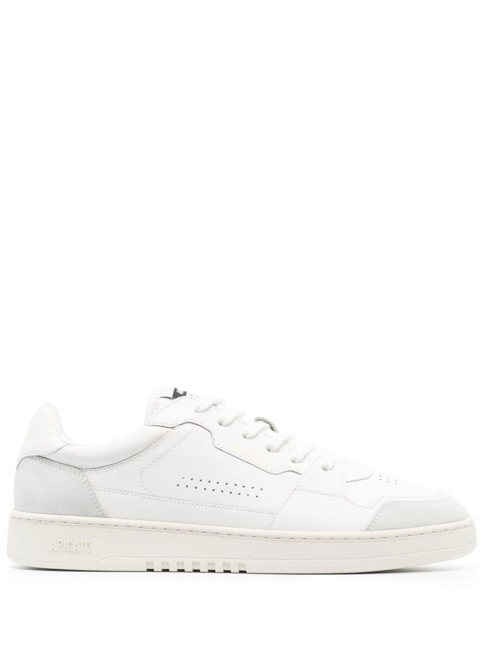Shop Axel Arigato Dice Lo White Low Top Sneakers With Suede Details And Logo In Leather Man