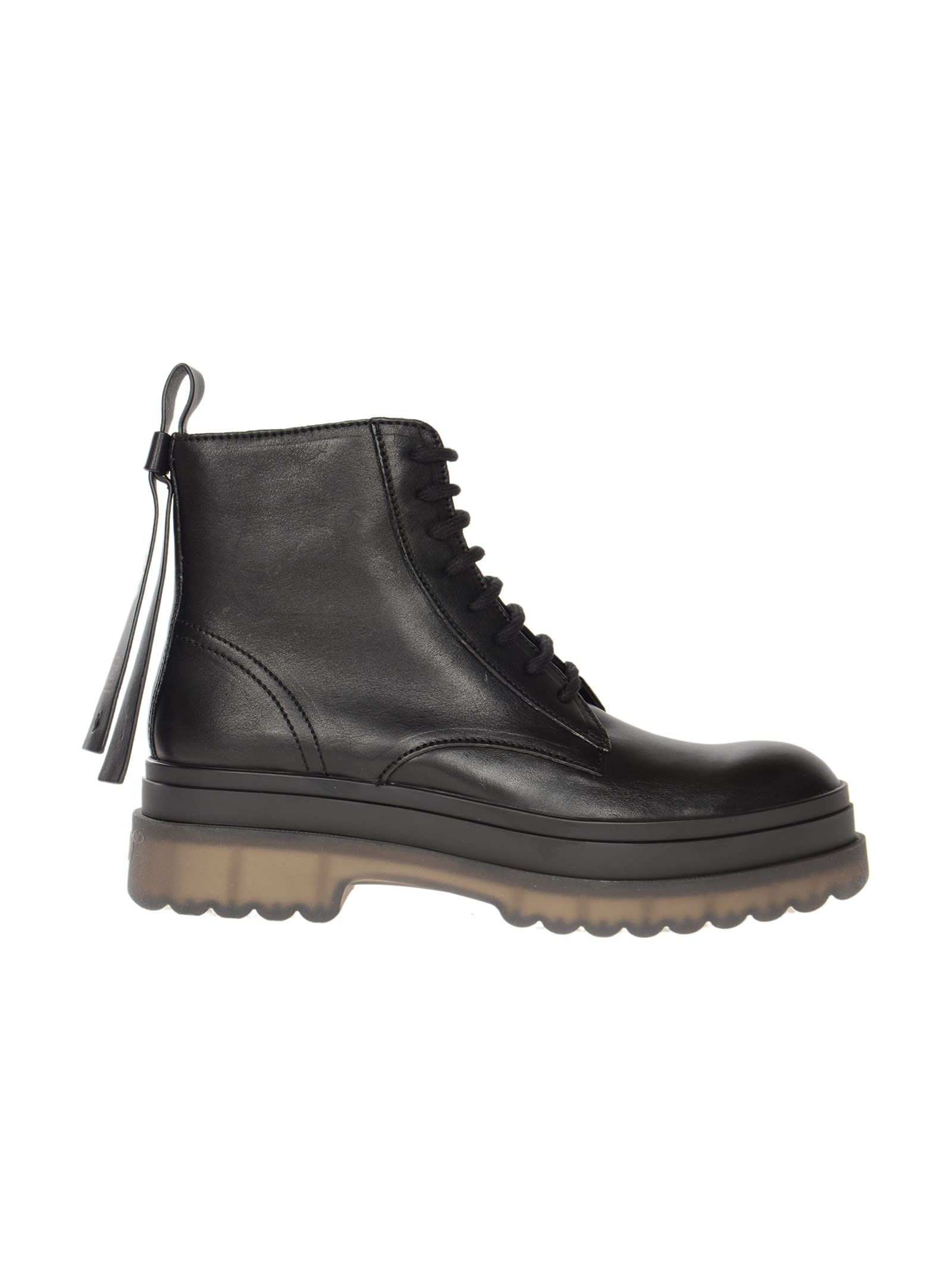 RED Valentino Side Zip Lace-up Combat Boots