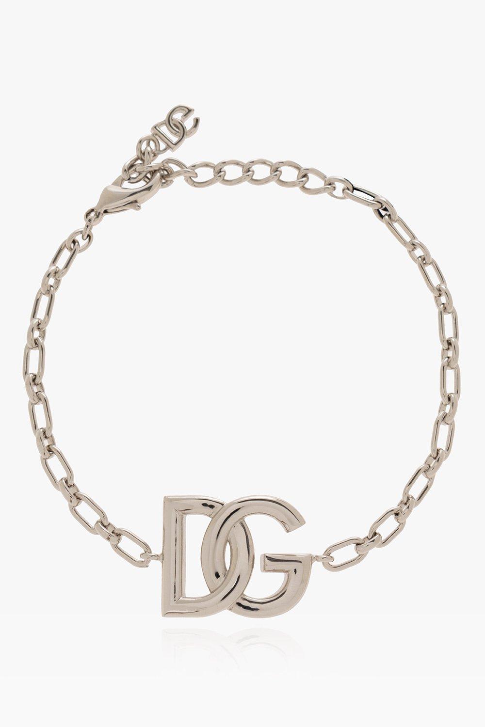 Shop Dolce & Gabbana Logo Chain-link Bracelet In Silver