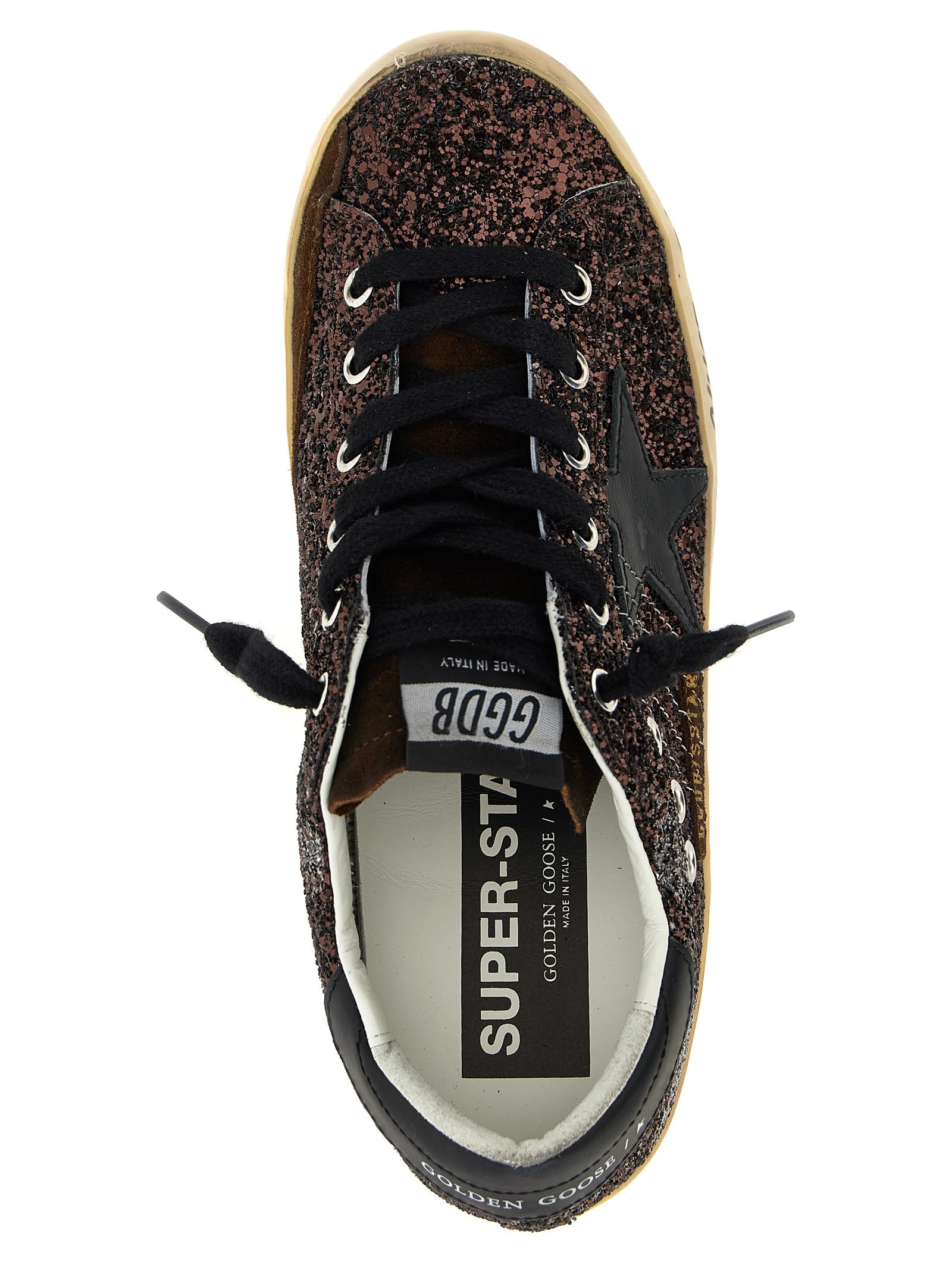 Golden Goose 'shine Bright' Rubber Sole Sneakers In Brown