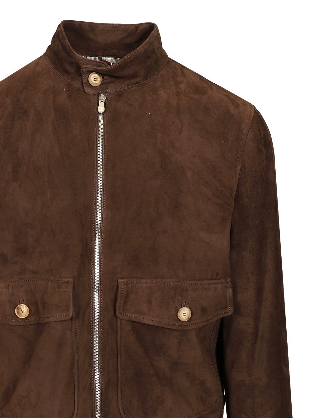 Brunello Cucinelli Bomber Leather Jacket Clothing In Brown