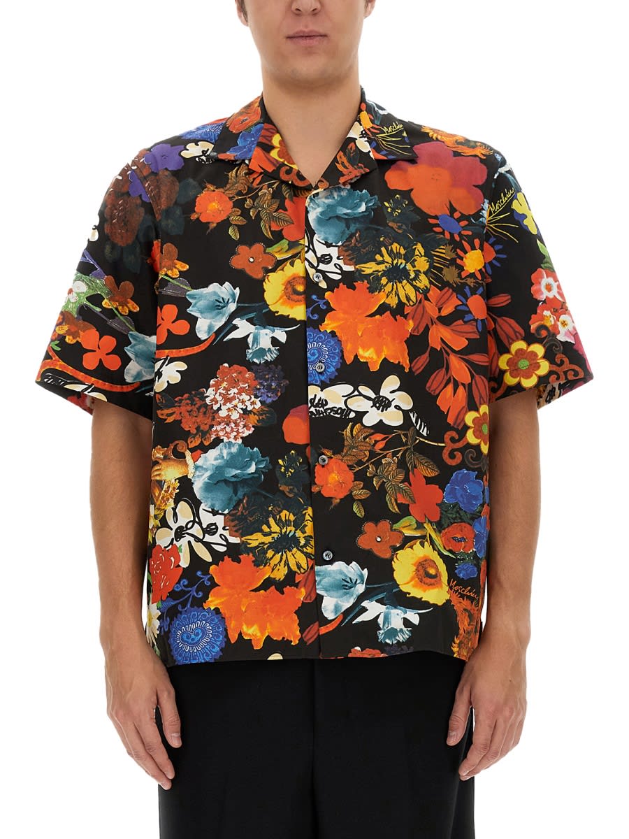 Shop Moschino Shirt With Floral Pattern In Multicolour