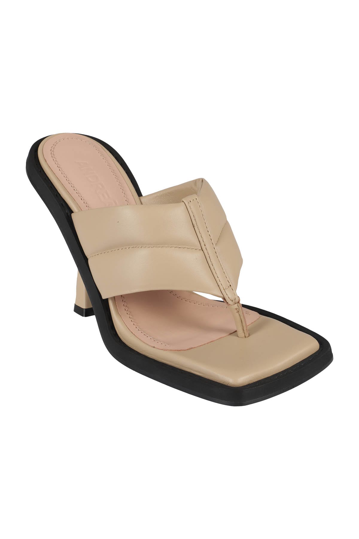 Shop Andreädamo Square Toe Padded Thong Leather In Nude