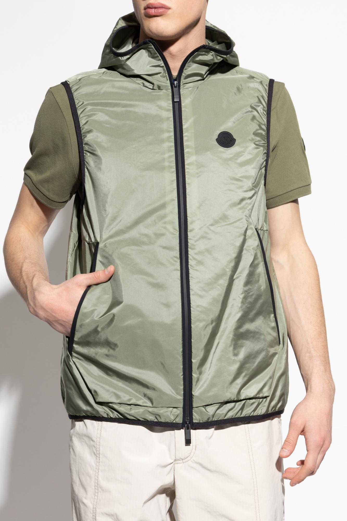 Moncler Gilet Moretan À Capuche In Medium Green
