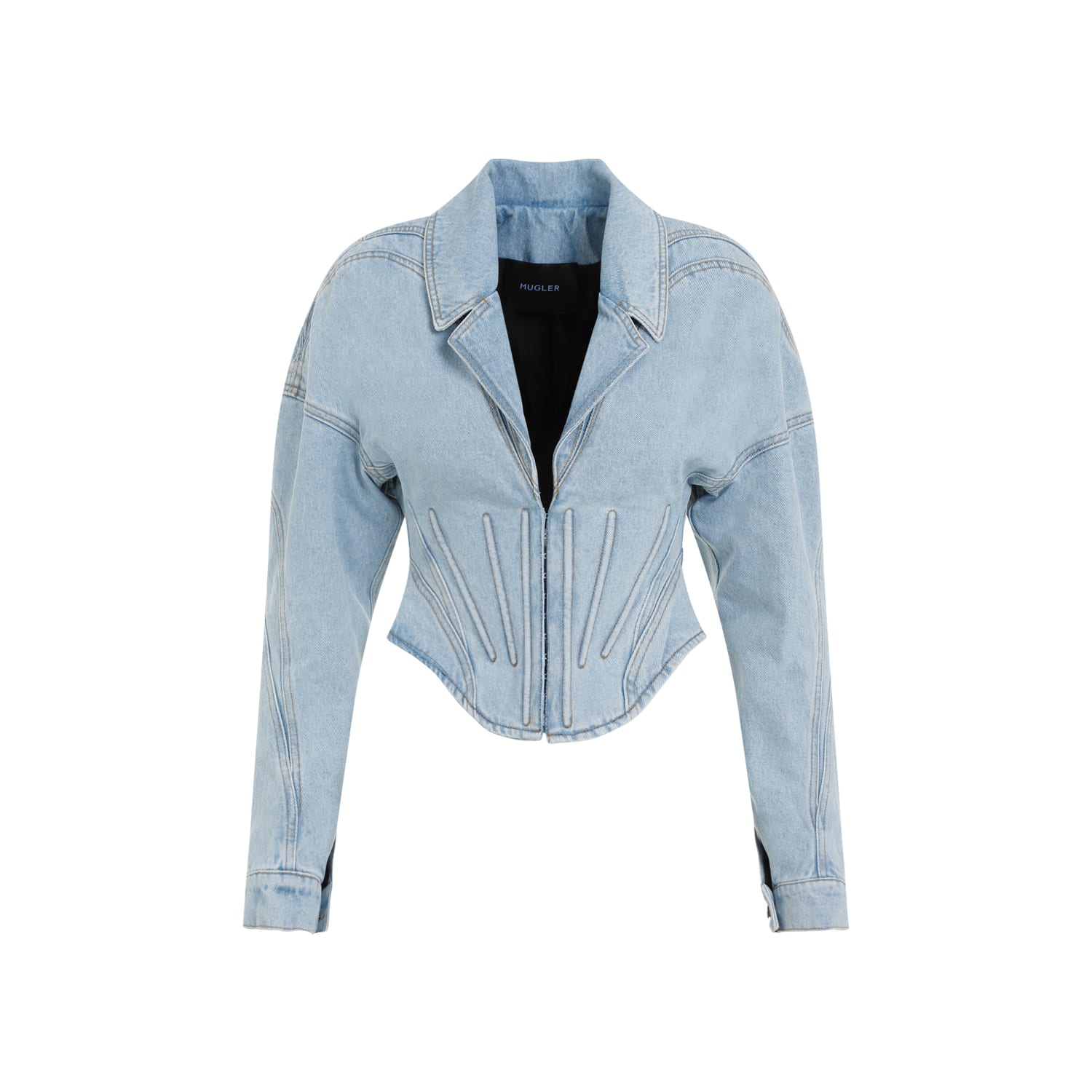 Shop Mugler Jacket In Light Blue